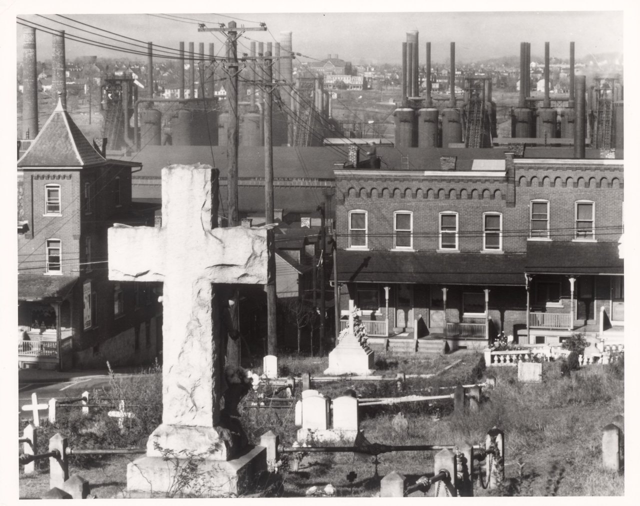 This picture shows the following artwork: Walker Evans. Bethlehem Graveyard and Steel Mill, Pennsylvania. 1935.
