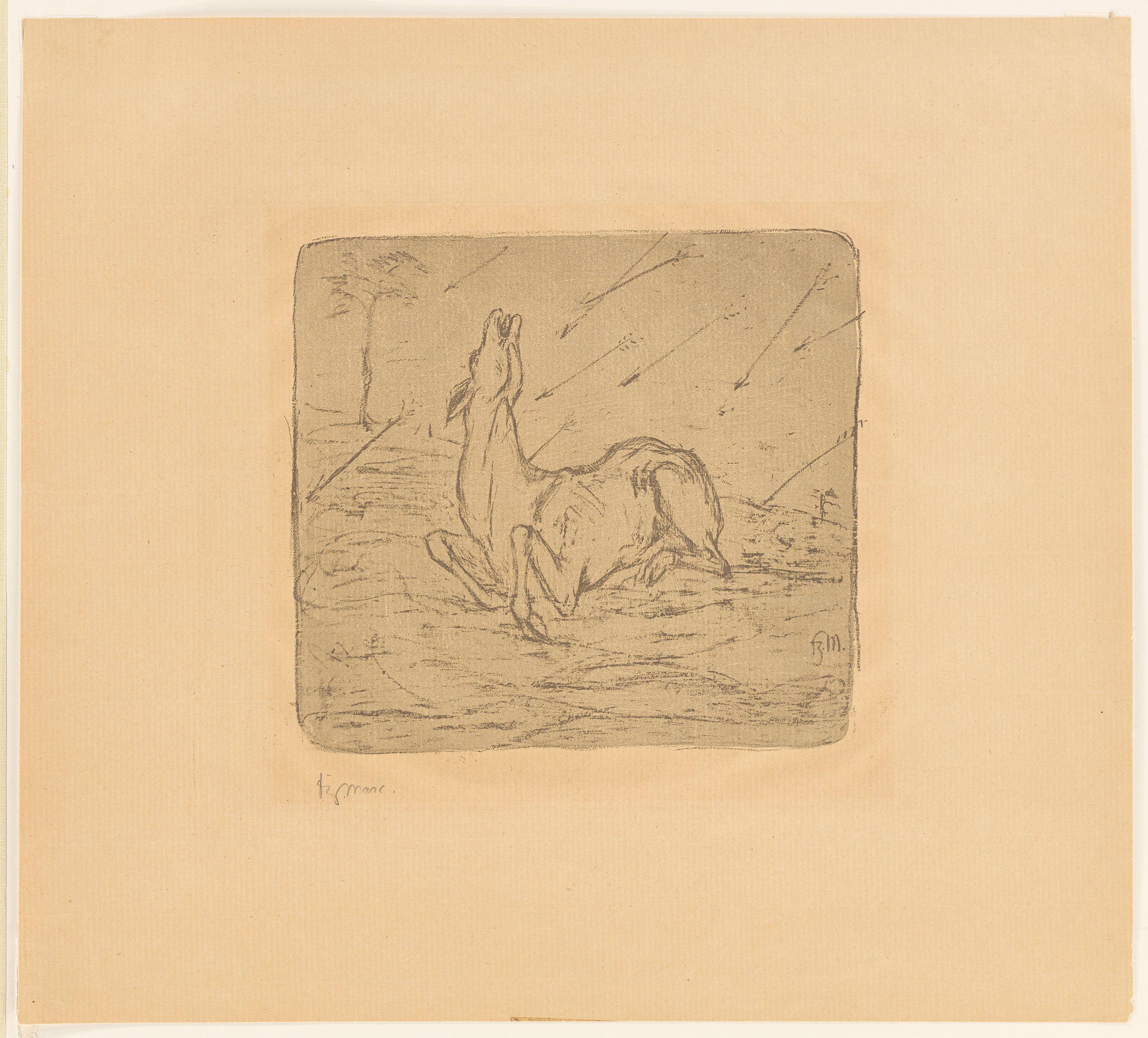 Auf diesem Bild ist das folgende Kunstwerk zu sehen: Franz Marc. „Sterbendes Reh“. 1908.