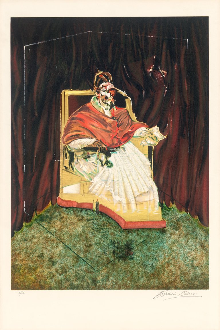 This picture shows the following artwork: Francis Bacon. ”Study for portrait of Pope Innocent X after Vélasquez”. 1989.