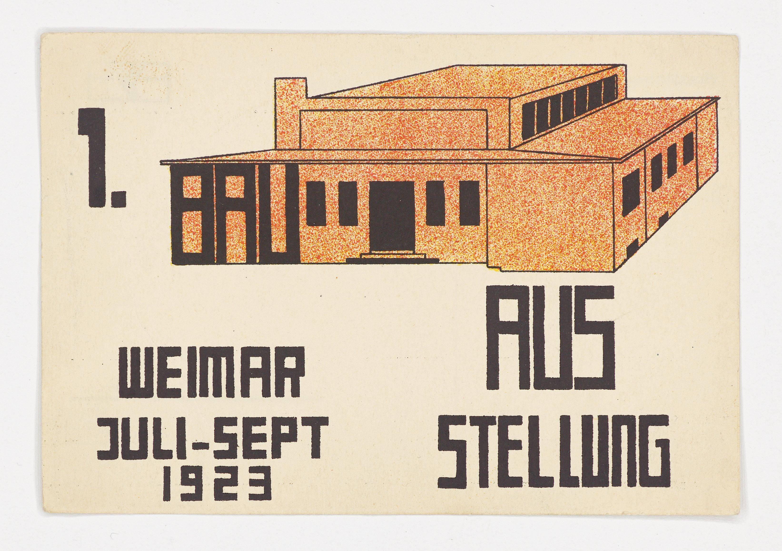 Auf diesem Bild ist das folgende Kunstwerk zu sehen: Paul Häberer. Hausmodell (Karte zur Bauhaus Ausstellung Weimar 1923). 1923.