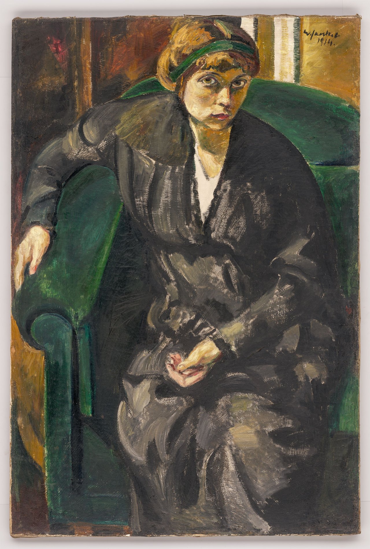 Auf diesem Bild ist das folgende Kunstwerk zu sehen: Willy Jaeckel. „Bildnis Charlotte Jaeckel“. 1914.