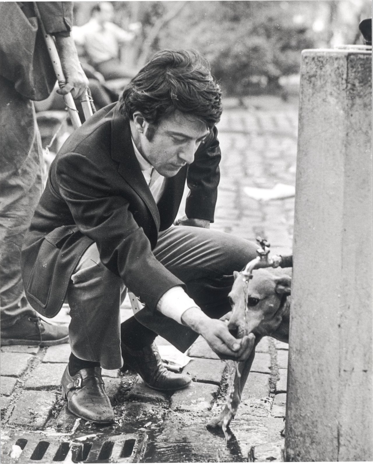 This picture shows the following artwork: Ron Galella (i.e. Galella, Ronald E.). Dustin Hoffman, Central Park, New York City. 1969.