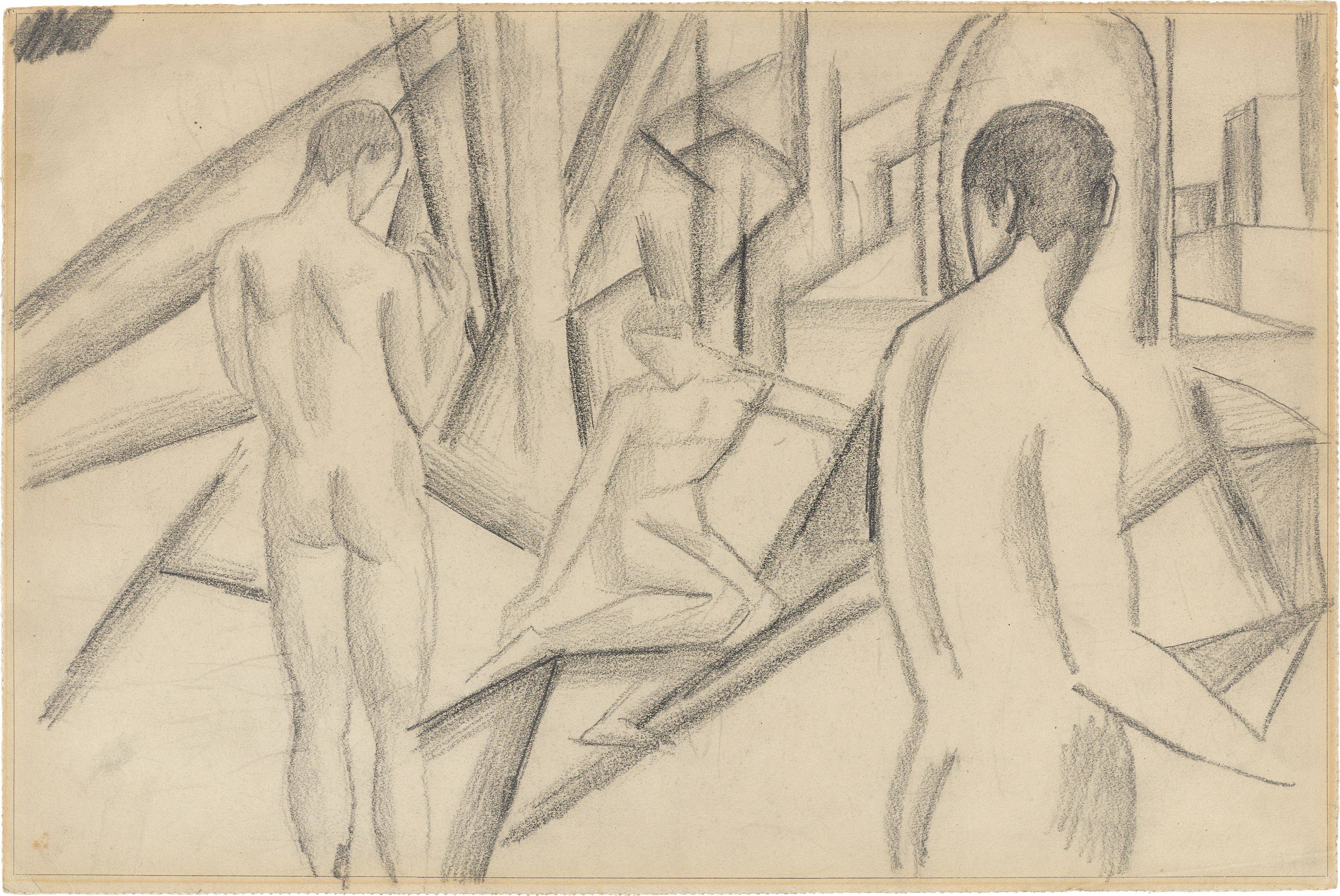 Auf diesem Bild ist das folgende Kunstwerk zu sehen: August Macke. „Jünglinge“. 1911.