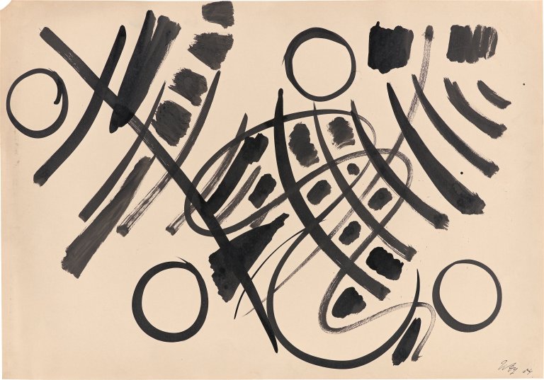 Auf diesem Bild ist das folgende Kunstwerk zu sehen: Ernst Wilhelm Nay. Ohne Titel. 1954.