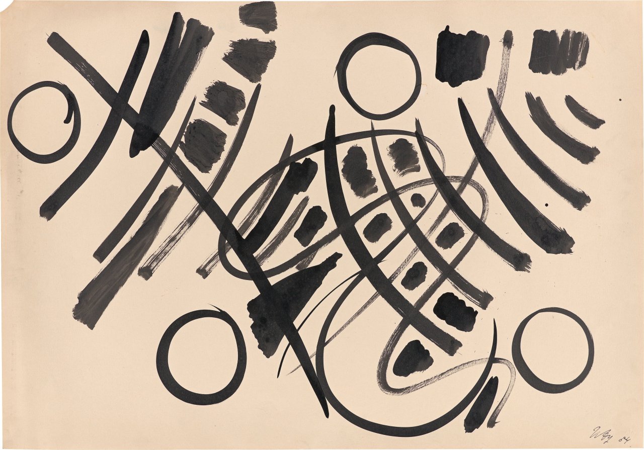 Auf diesem Bild ist das folgende Kunstwerk zu sehen: Ernst Wilhelm Nay. Ohne Titel. 1954.