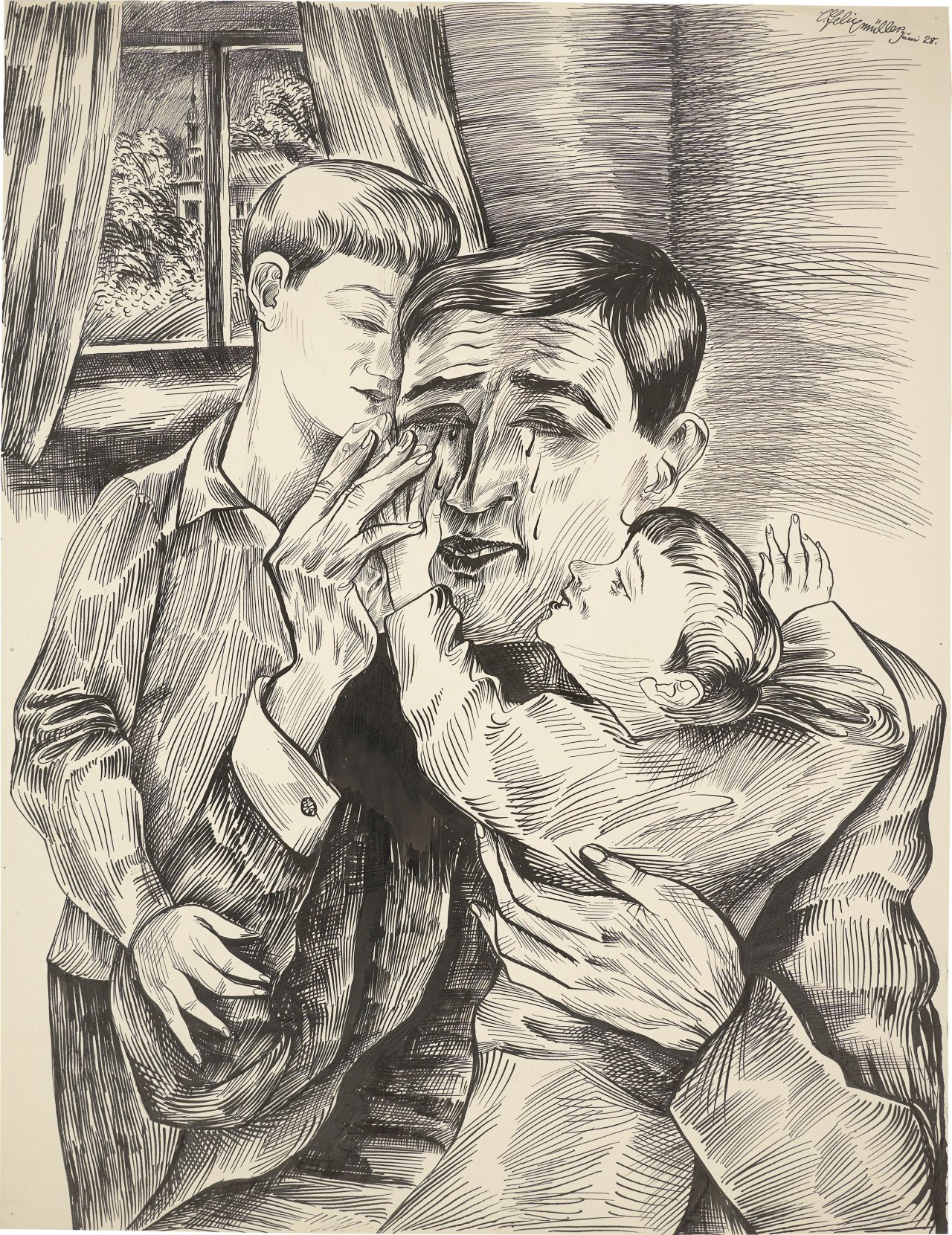 This picture shows the following artwork: Conrad Felixmüller. ”Kummer und Tränen”. 1928.