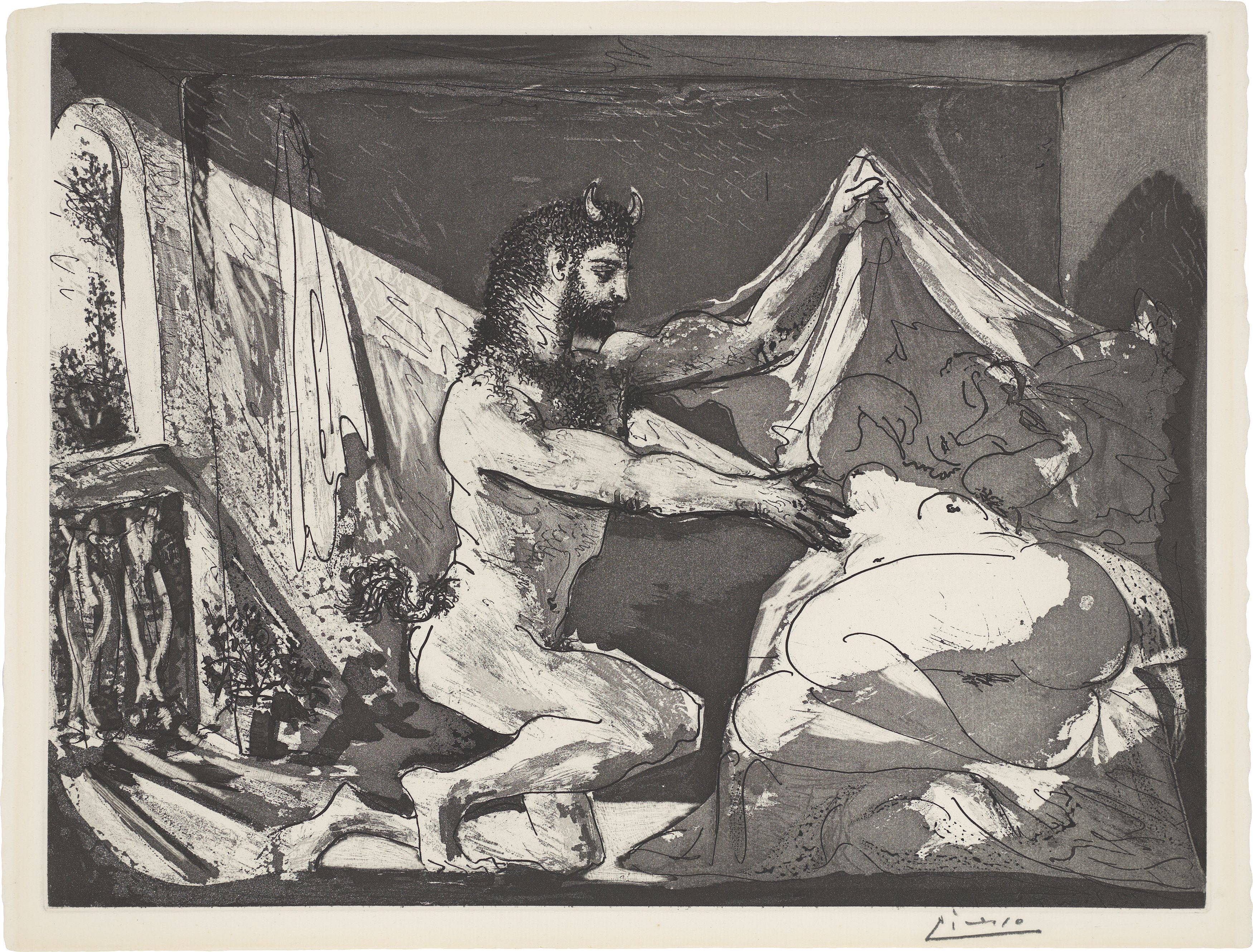 This picture shows the following artwork: Pablo Picasso. ”Faune dévoilant une dormeuse”. 1936.