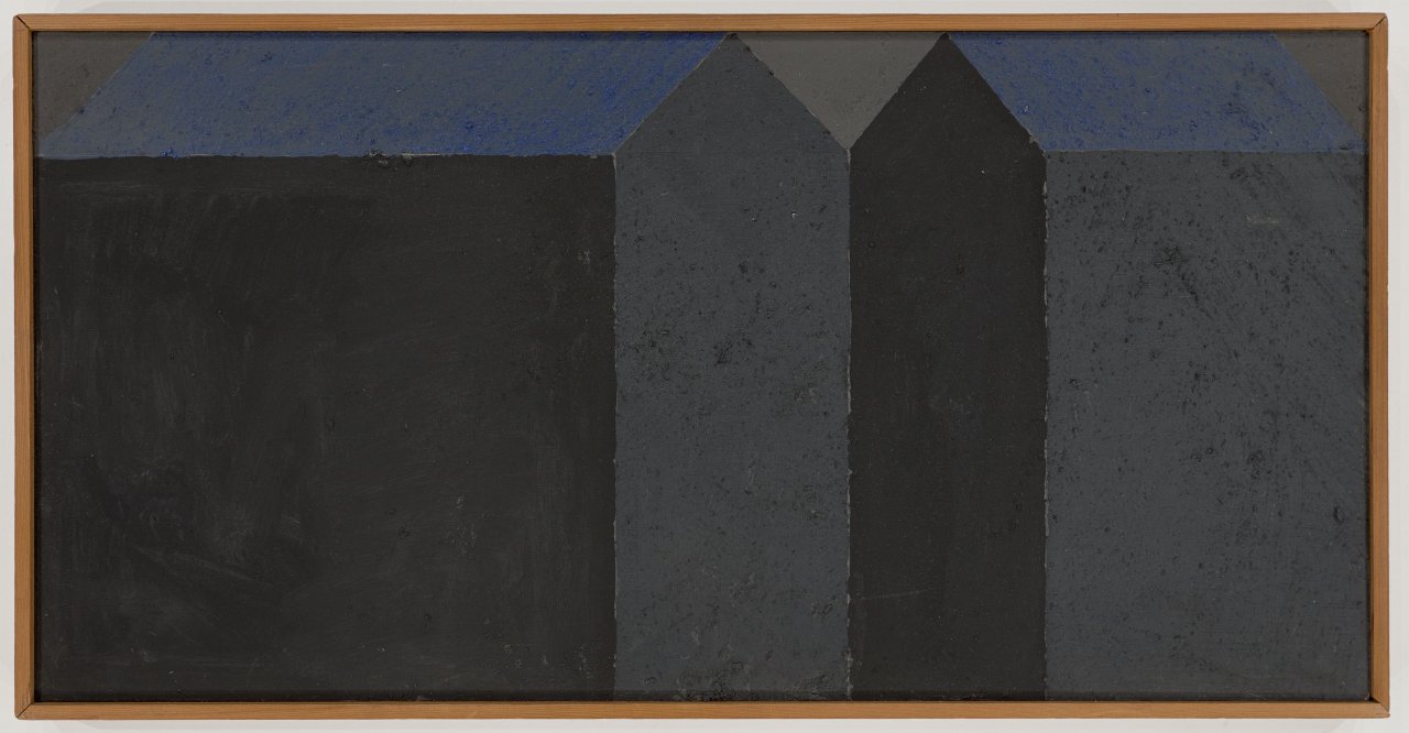 This picture shows the following artwork: Horst Antes. ”Häuserpaar 2”. 1989.