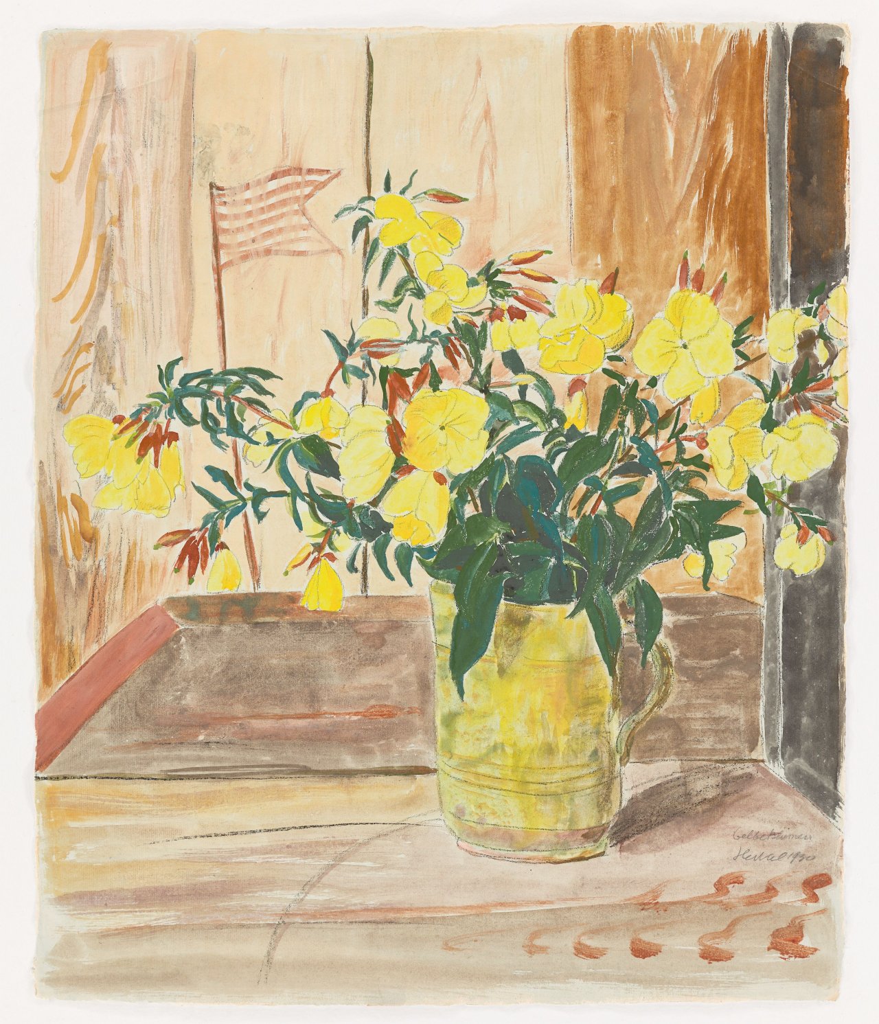 This picture shows the following artwork: Erich Heckel. ”Gelbe Blumen”. 1930.