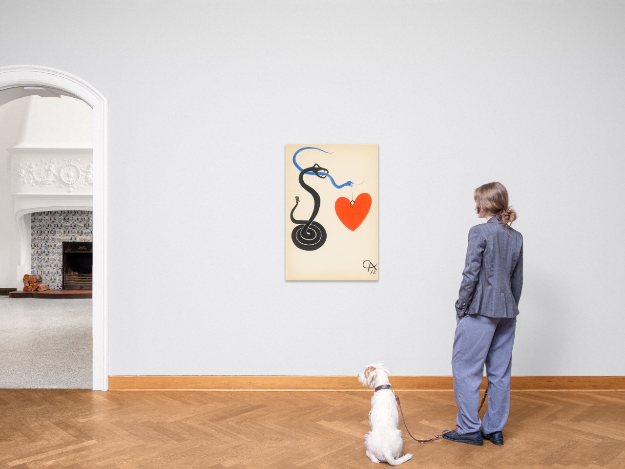 This picture shows the following artwork: Alexander Calder. ”Red heart with black and blue snakes”. 1972.