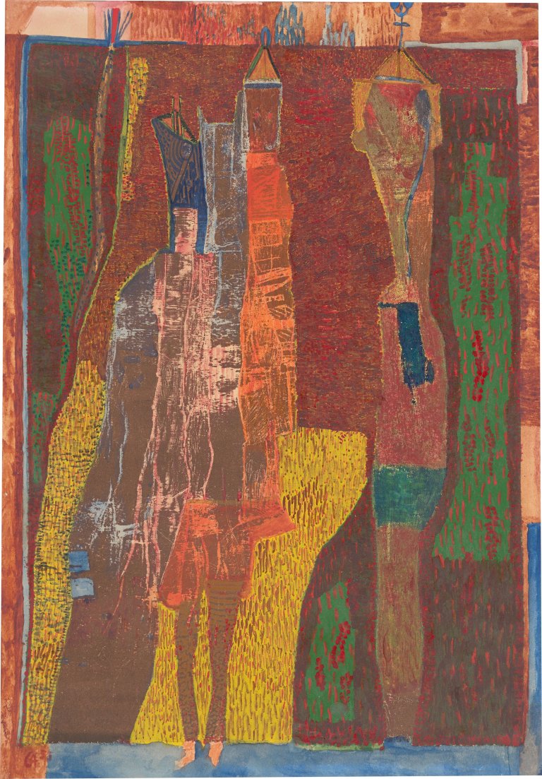 This picture shows the following artwork: Gerhard Altenbourg. ”Figuren im Feuerlaub”. 1955.