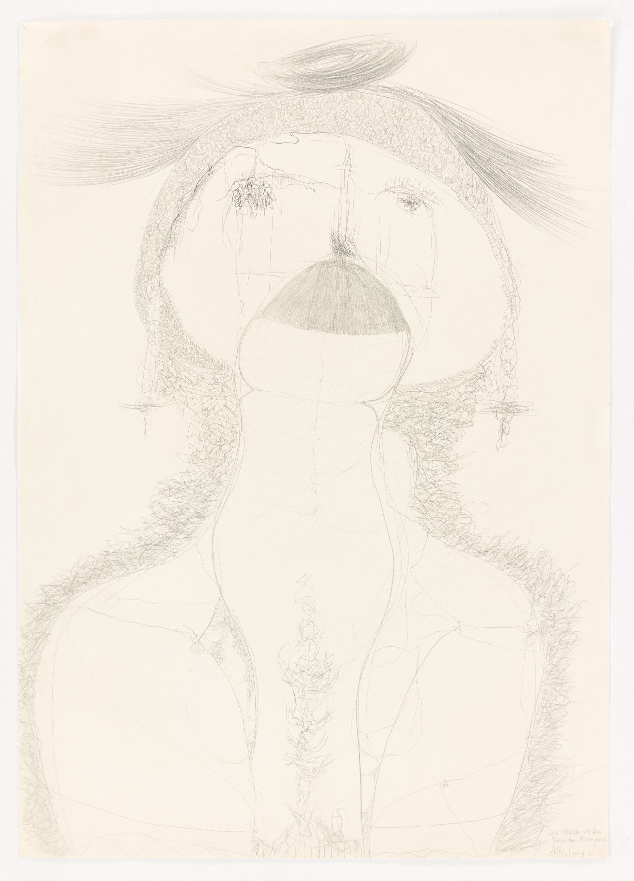 Auf diesem Bild ist das folgende Kunstwerk zu sehen: Gerhard Altenbourg. „Das Mädchen mit dem Traum vom Riesenpenis“. 1966.