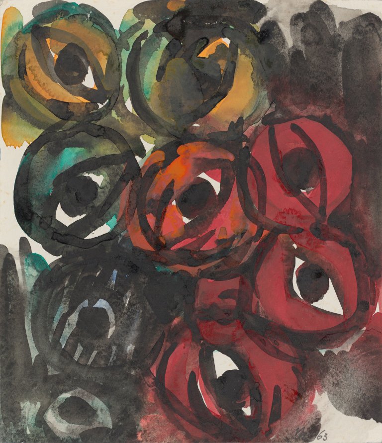 Auf diesem Bild ist das folgende Kunstwerk zu sehen: Ernst Wilhelm Nay. „Augen I“. 1963.