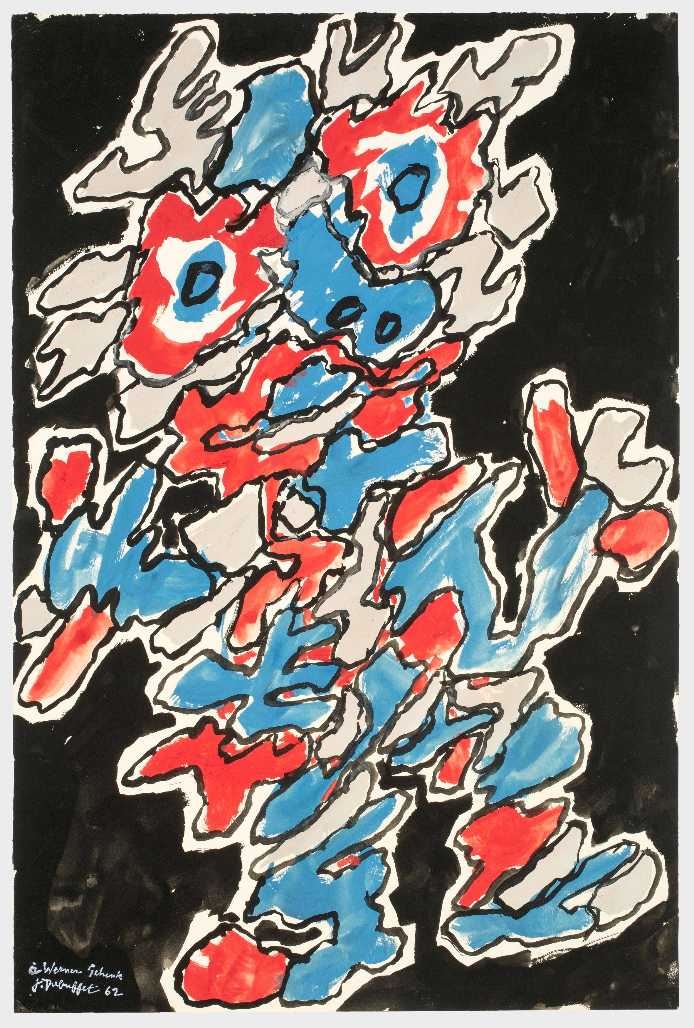 Auf diesem Bild ist das folgende Kunstwerk zu sehen: Jean Dubuffet. „Personnage des ‚Légendes‘“. 1962.