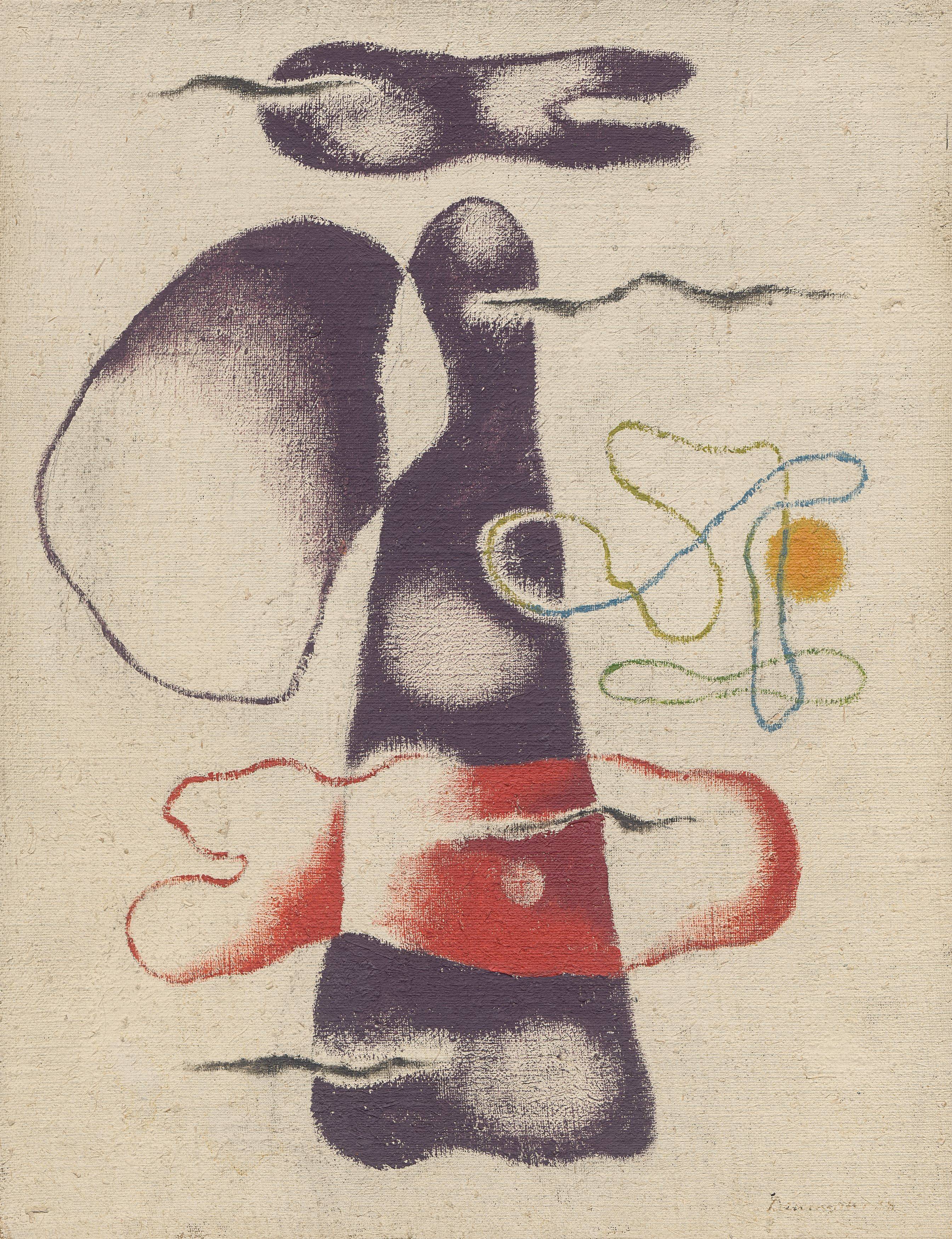 This picture shows the following artwork: Willi Baumeister. ”Mit zwei Lineamenten”. 1938.