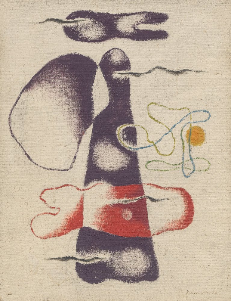 This picture shows the following artwork: Willi Baumeister. ”Mit zwei Lineamenten”. 1938.