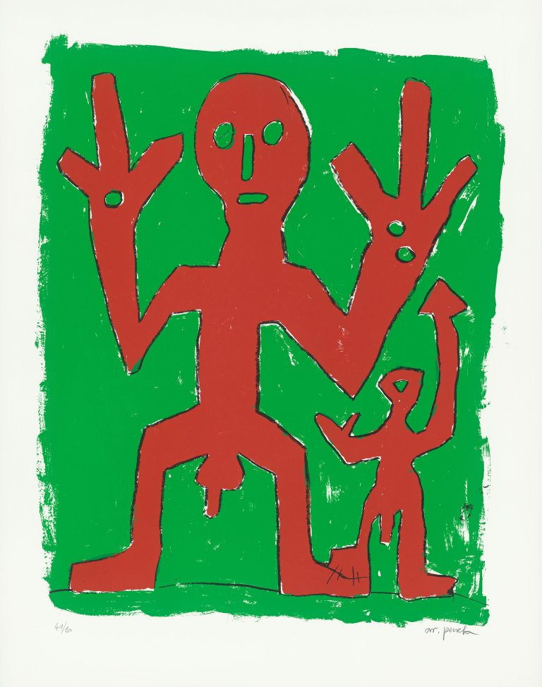 Auf diesem Bild ist das folgende Kunstwerk zu sehen: A.R. Penck. Ohne Titel (Peace). 1995.