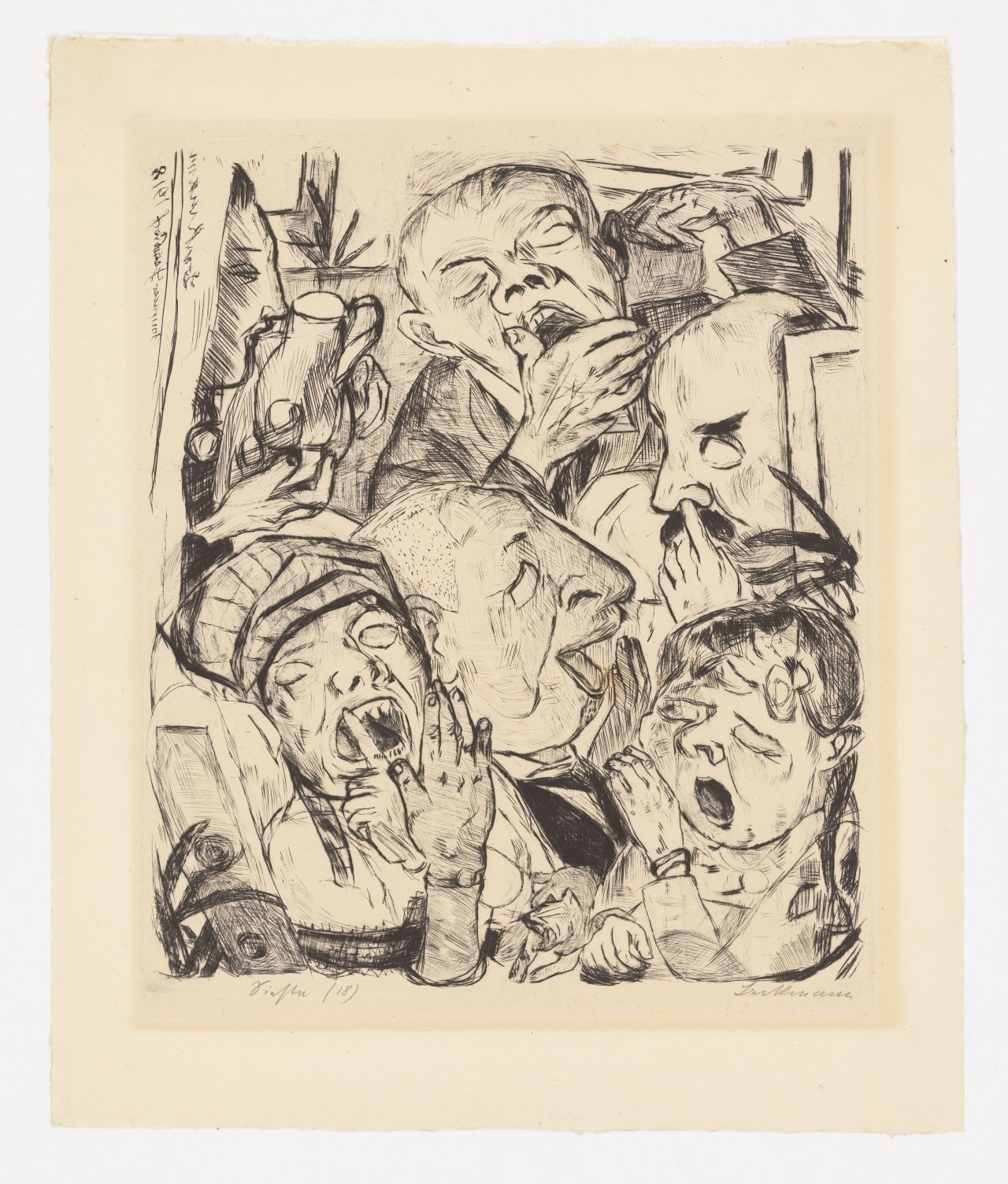This picture shows the following artwork: Max Beckmann. ”Die Gähnenden”. 1918.