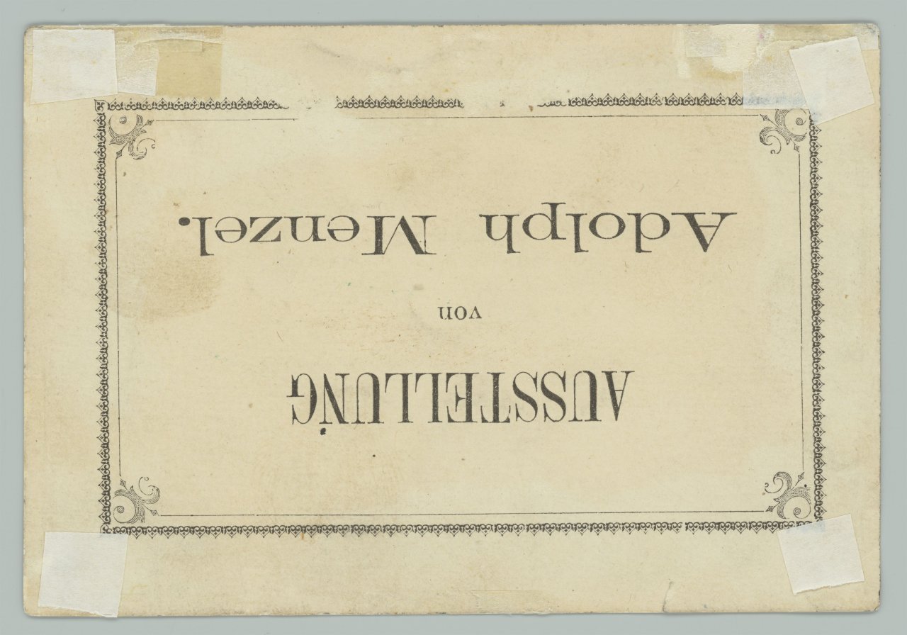Auf diesem Bild ist das folgende Kunstwerk zu sehen: Adolph Menzel. Hasenjagd (Kärtchen zur Ausstellung von Adolph Menzel). (Vor) 1898.