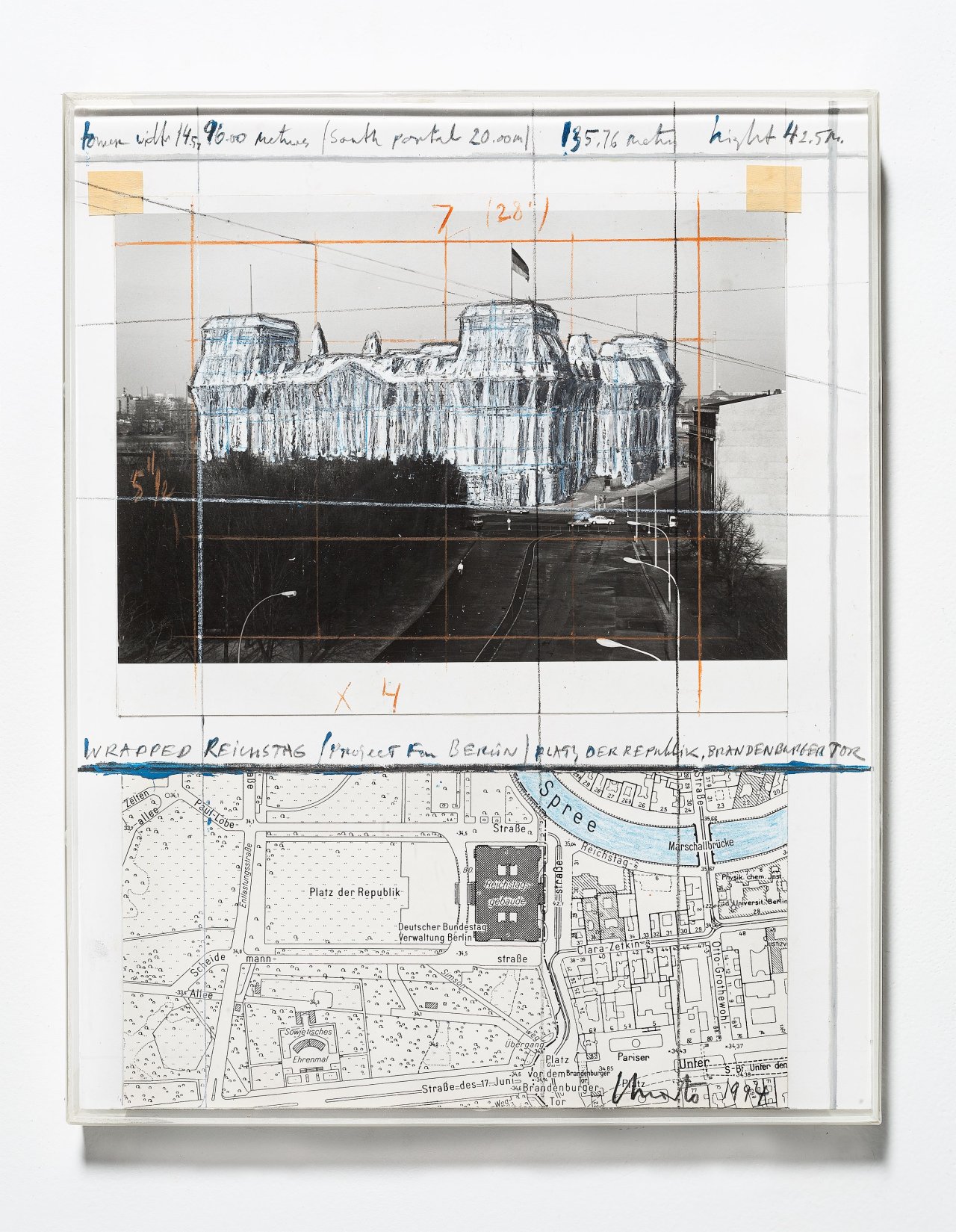 This picture shows the following artwork:  Christo. ”WRAPPED REICHSTAG (Project For BERLIN)”. 1994.