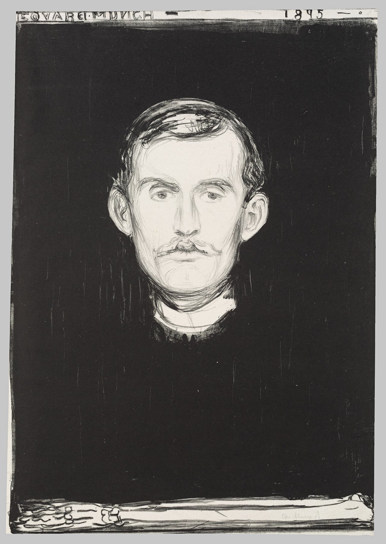 This picture shows the following artwork: Edvard Munch. ”Selbstporträt”. 1895.