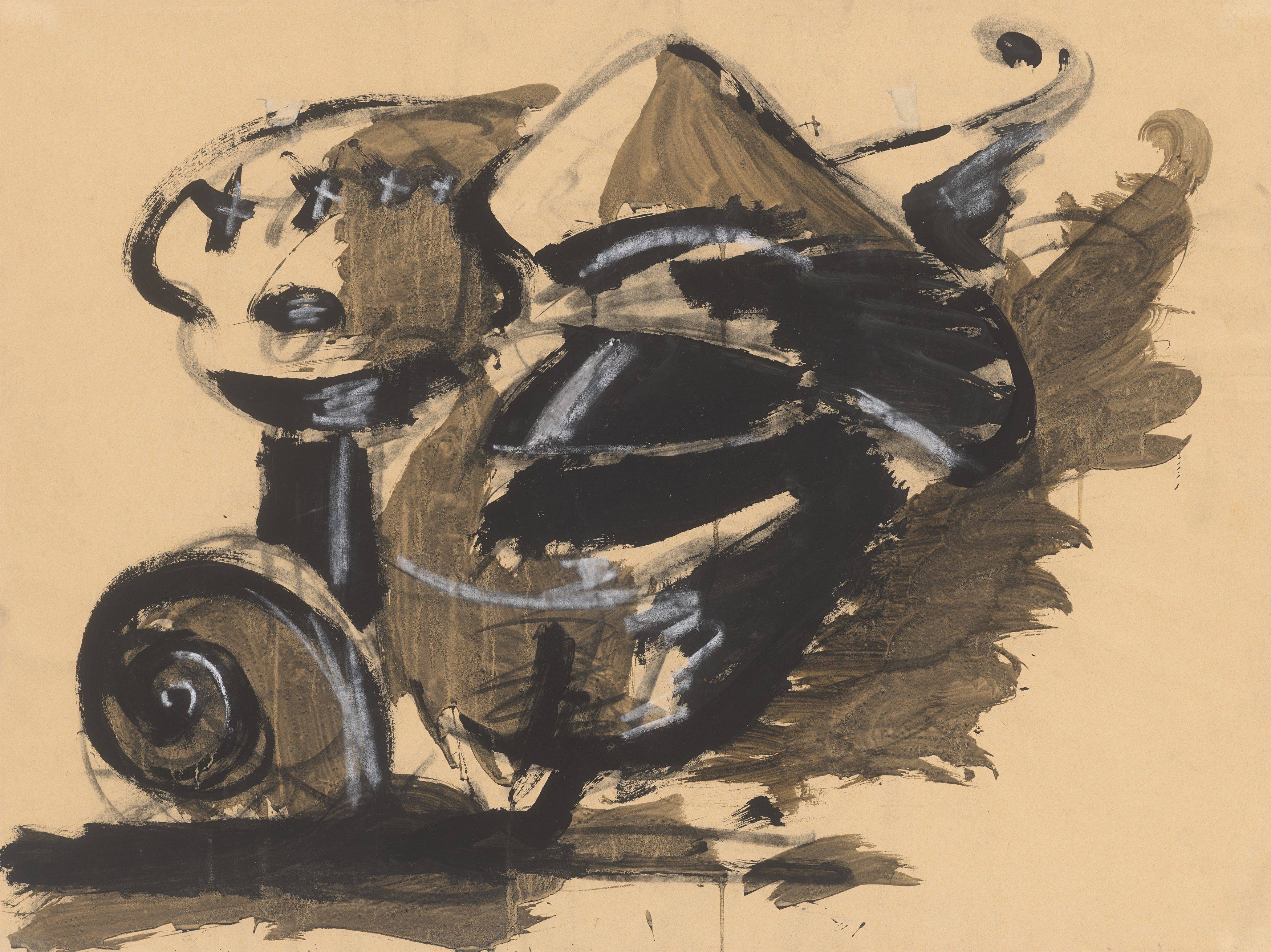 Auf diesem Bild ist das folgende Kunstwerk zu sehen: Markus Lüpertz. Arrangement für eine Mütze. 1973.