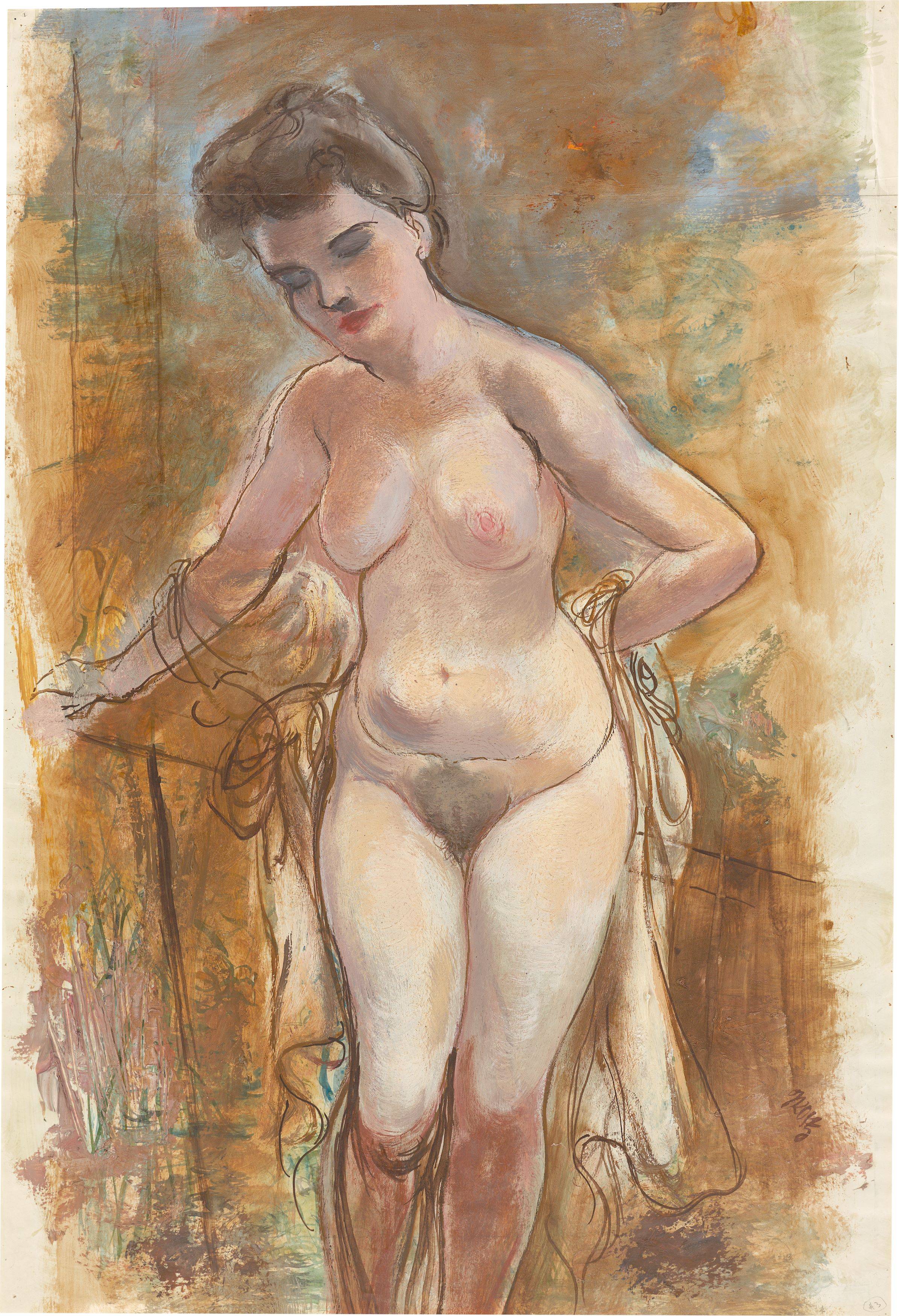 This picture shows the following artwork: George Grosz. Standing female nude. Circa 1940.