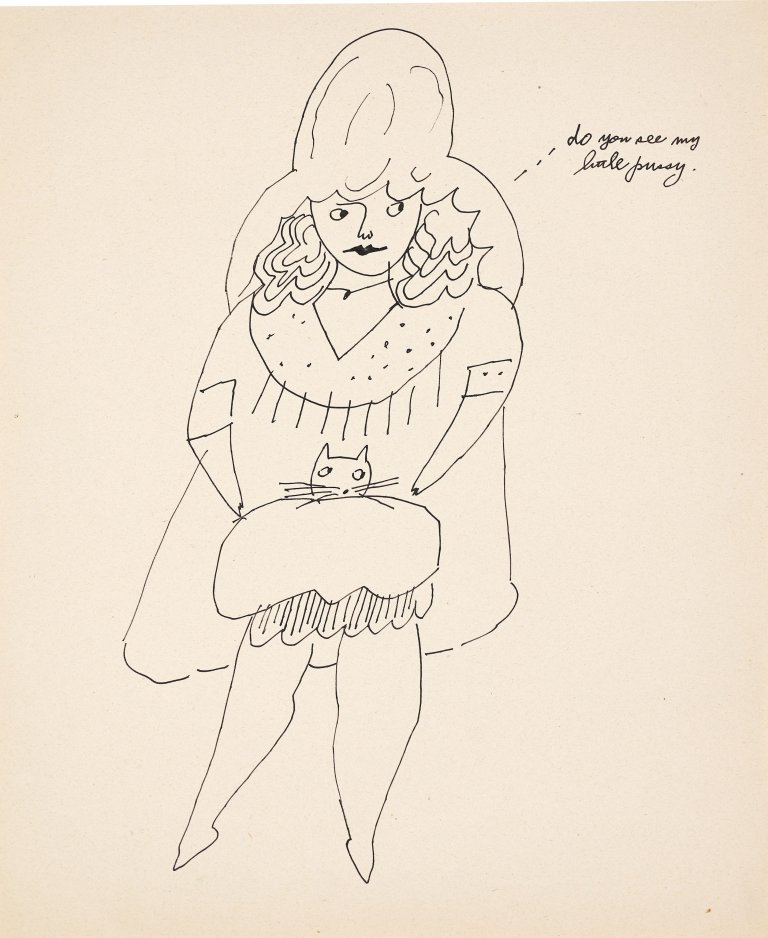 Auf diesem Bild ist das folgende Kunstwerk zu sehen: Andy Warhol. Standing Girl (do you see my little pussy). Um 1953.