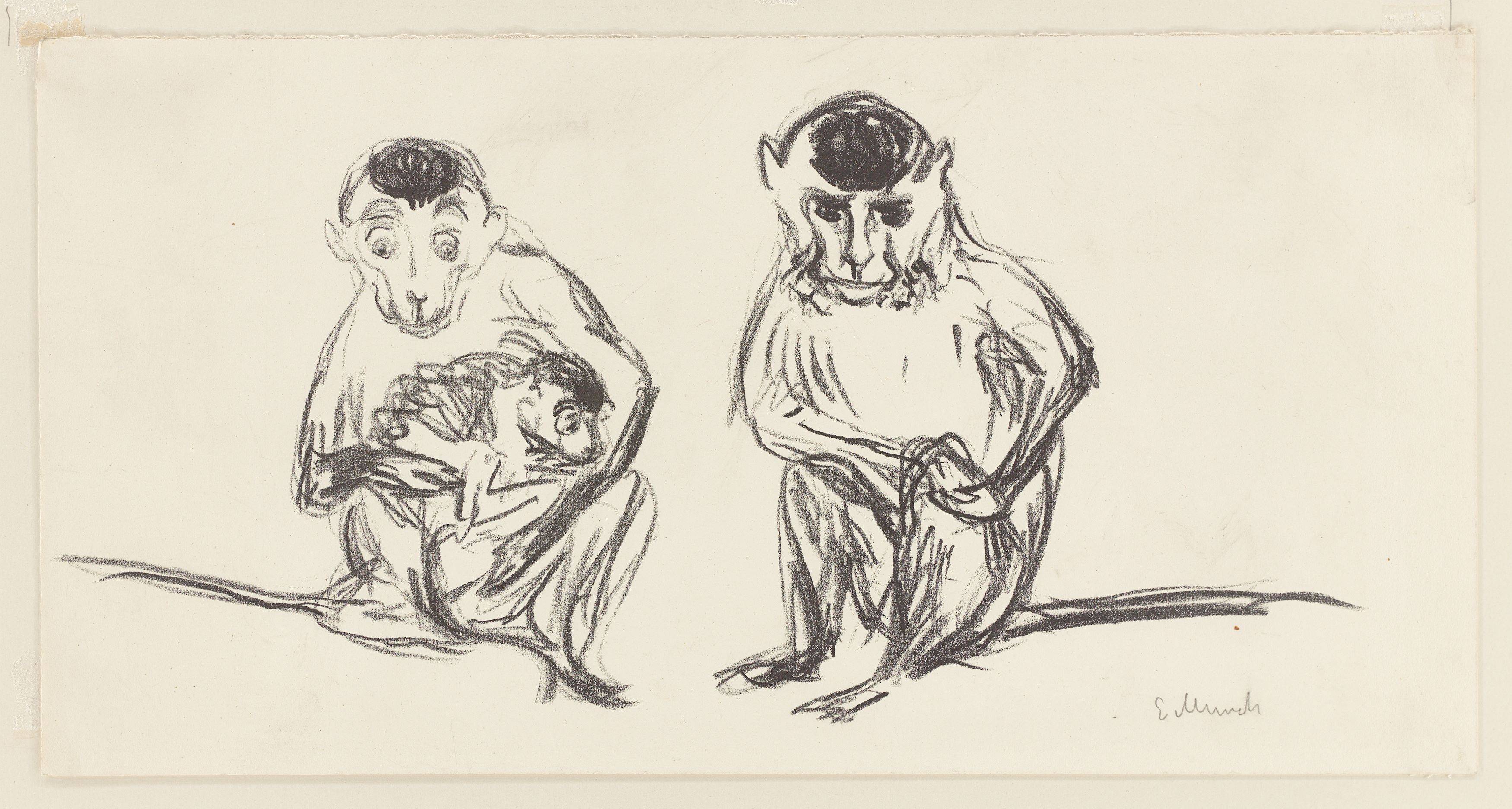 Auf diesem Bild ist das folgende Kunstwerk zu sehen: Edvard Munch. „Affenfamilie“. 1908-09.