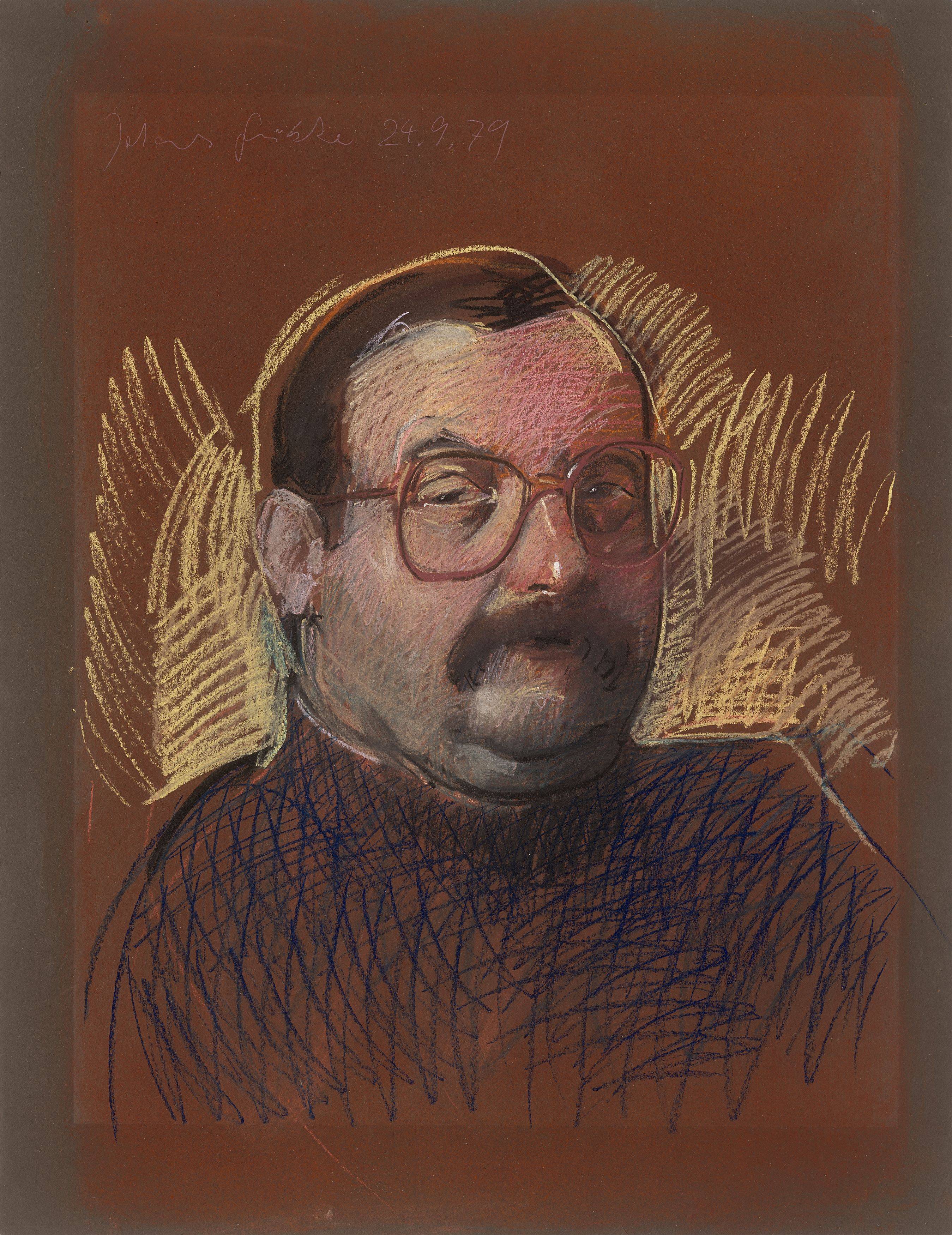 Auf diesem Bild ist das folgende Kunstwerk zu sehen: Johannes Grützke. Portrait Heiko Gebhardt. 1979.