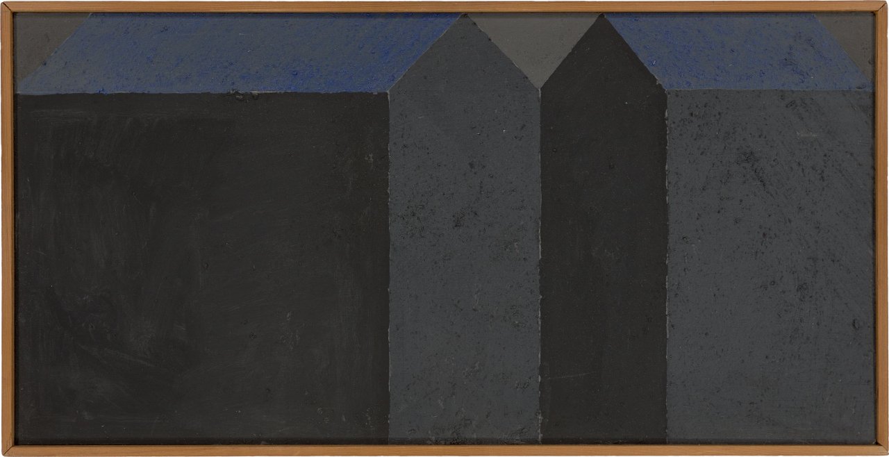 This picture shows the following artwork: Horst Antes. ”Häuserpaar 2”. 1989.