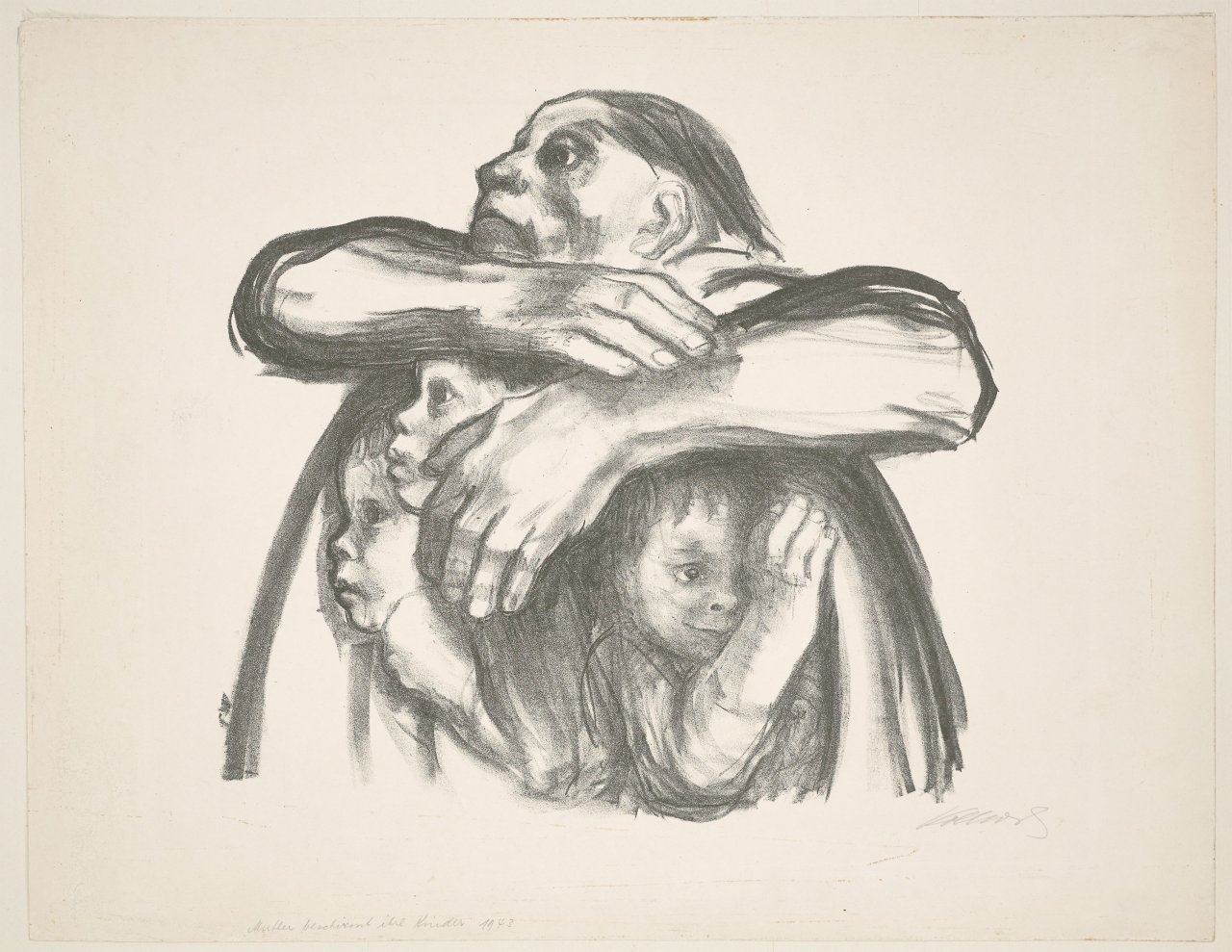 Auf diesem Bild ist das folgende Kunstwerk zu sehen: Käthe Kollwitz. „Saatfrüchte sollen nicht vermahlen werden“. 1941.