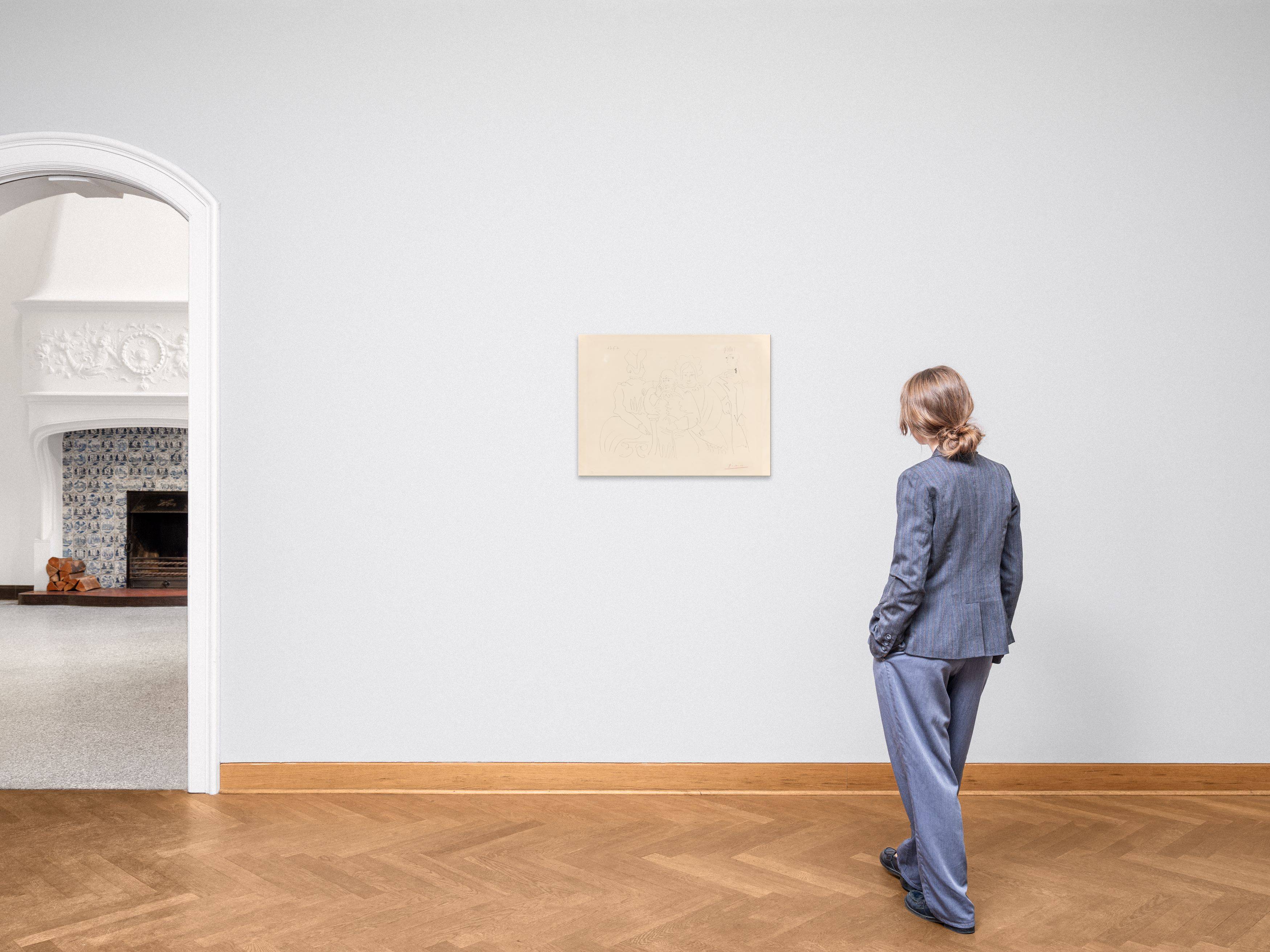 This picture shows the following artwork: Pablo Picasso. ”Portrait de famille, quatre personnages dont trois assis”. 1962.