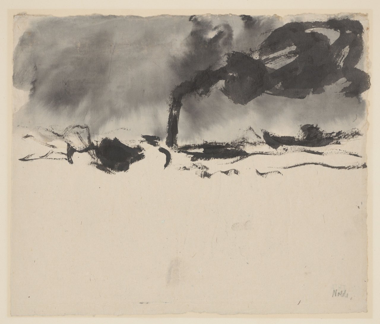 Auf diesem Bild ist das folgende Kunstwerk zu sehen: Emil Nolde. „Schleppzug im Hamburger Hafen“. 1910.