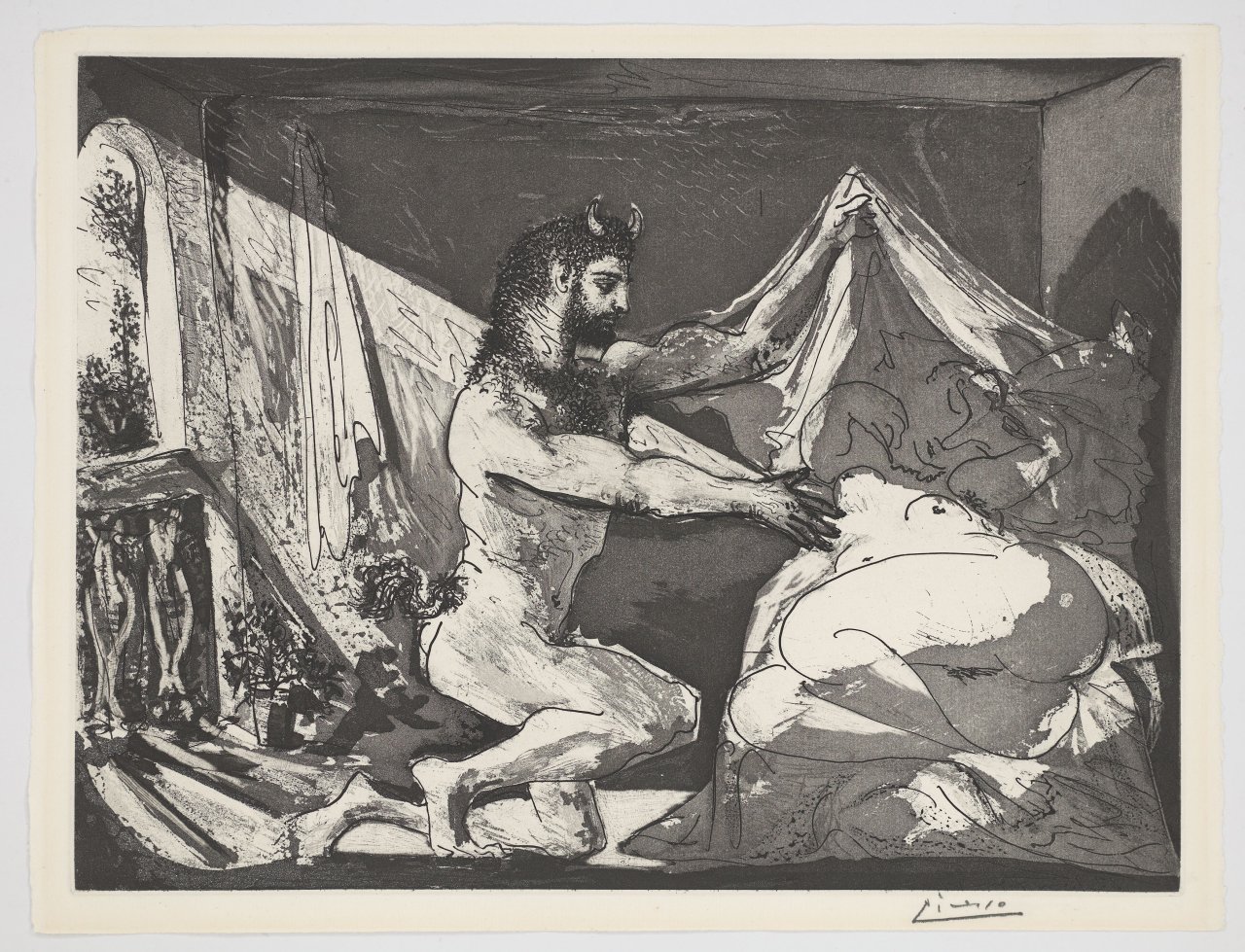 This picture shows the following artwork: Pablo Picasso. ”Faune dévoilant une dormeuse”. 1936.