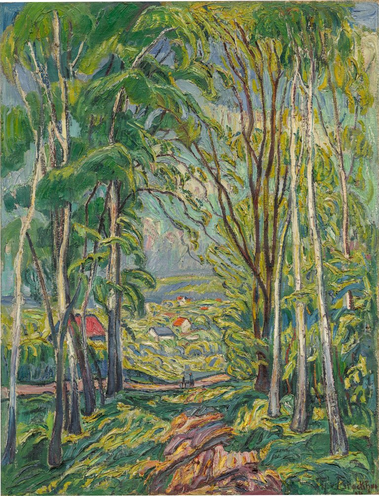 This picture shows the following artwork: Theo von Brockhusen. View of Village (Kaiserswaldau). 1916.
