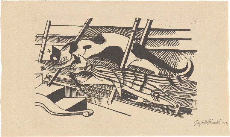 Auf diesem Bild ist das folgende Kunstwerk zu sehen: Gerhard Marcks. „Die Katzen“. 1921/22.