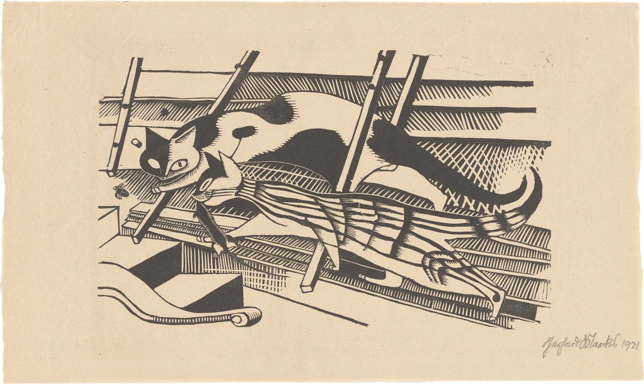 Auf diesem Bild ist das folgende Kunstwerk zu sehen: Gerhard Marcks. „Die Katzen“. 1921/22.