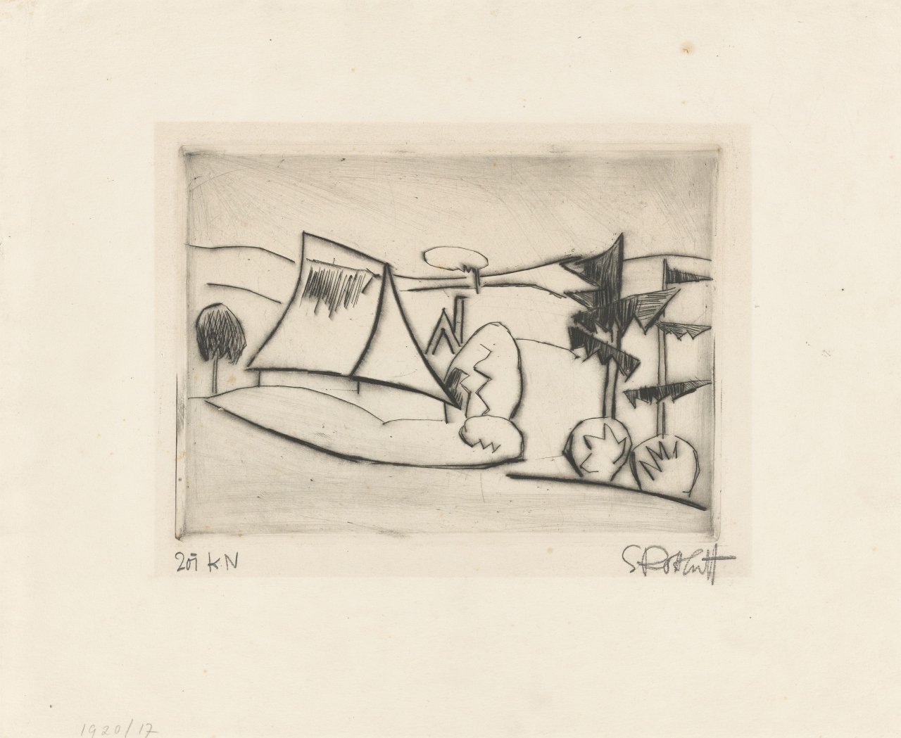 This picture shows the following artwork: Karl Schmidt-Rottluff. ”Holsteinische Landschaft I”. 1920.