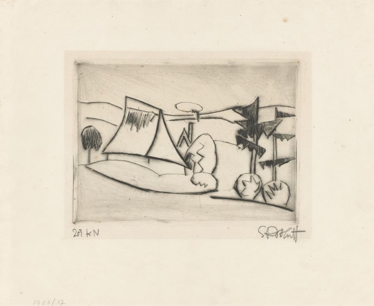 This picture shows the following artwork: Karl Schmidt-Rottluff. ”Holsteinische Landschaft I”. 1920.