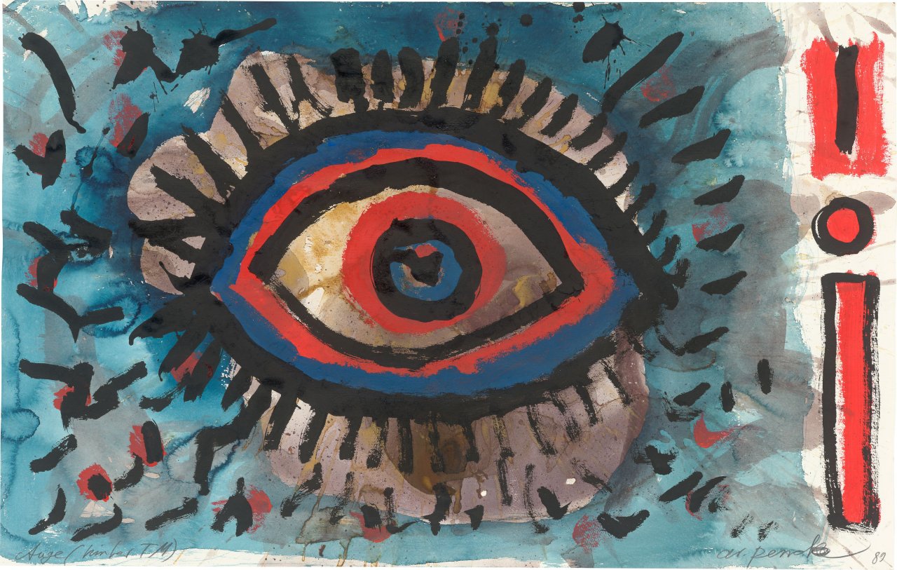This picture shows the following artwork: A.R. Penck. ”Auge (hinter TM)”. 1989.