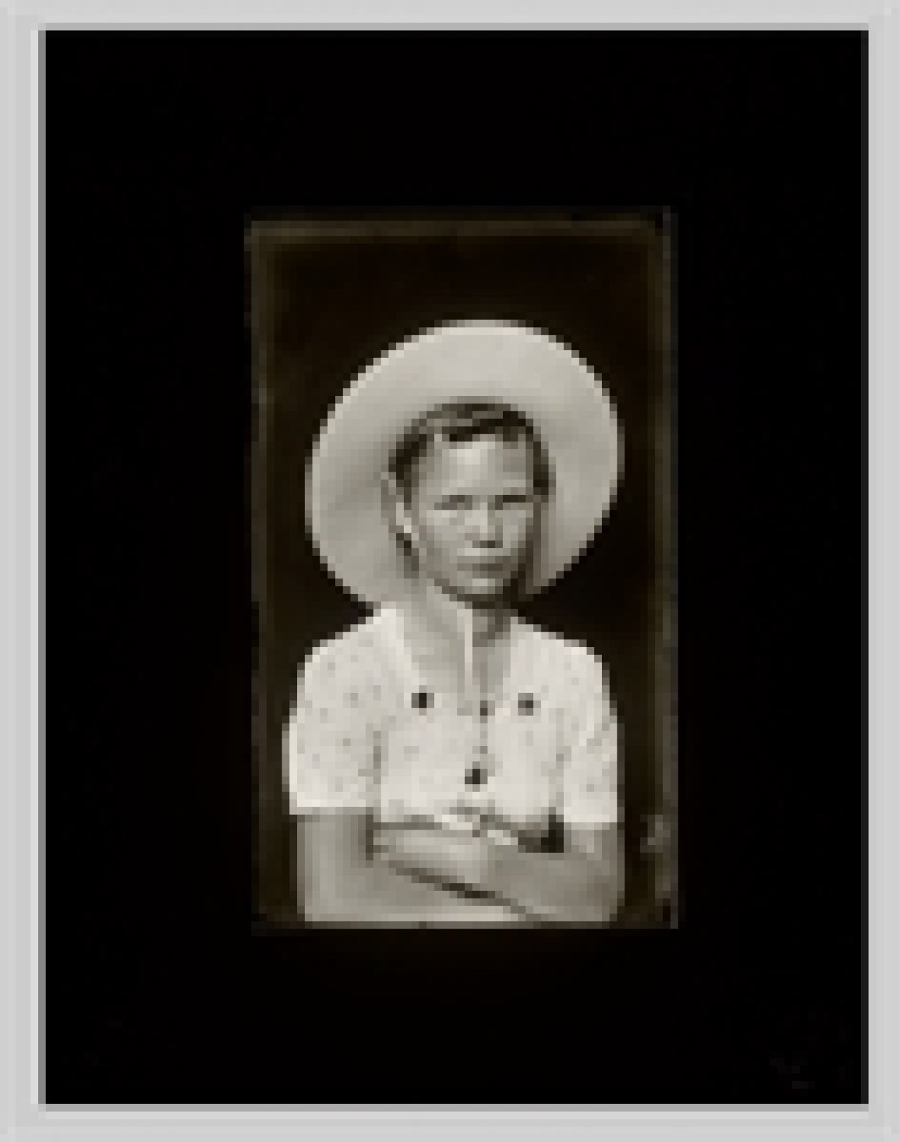 This picture shows the following artwork: Mike Disfarmer. Girl with Large Hat. 1939/1946.