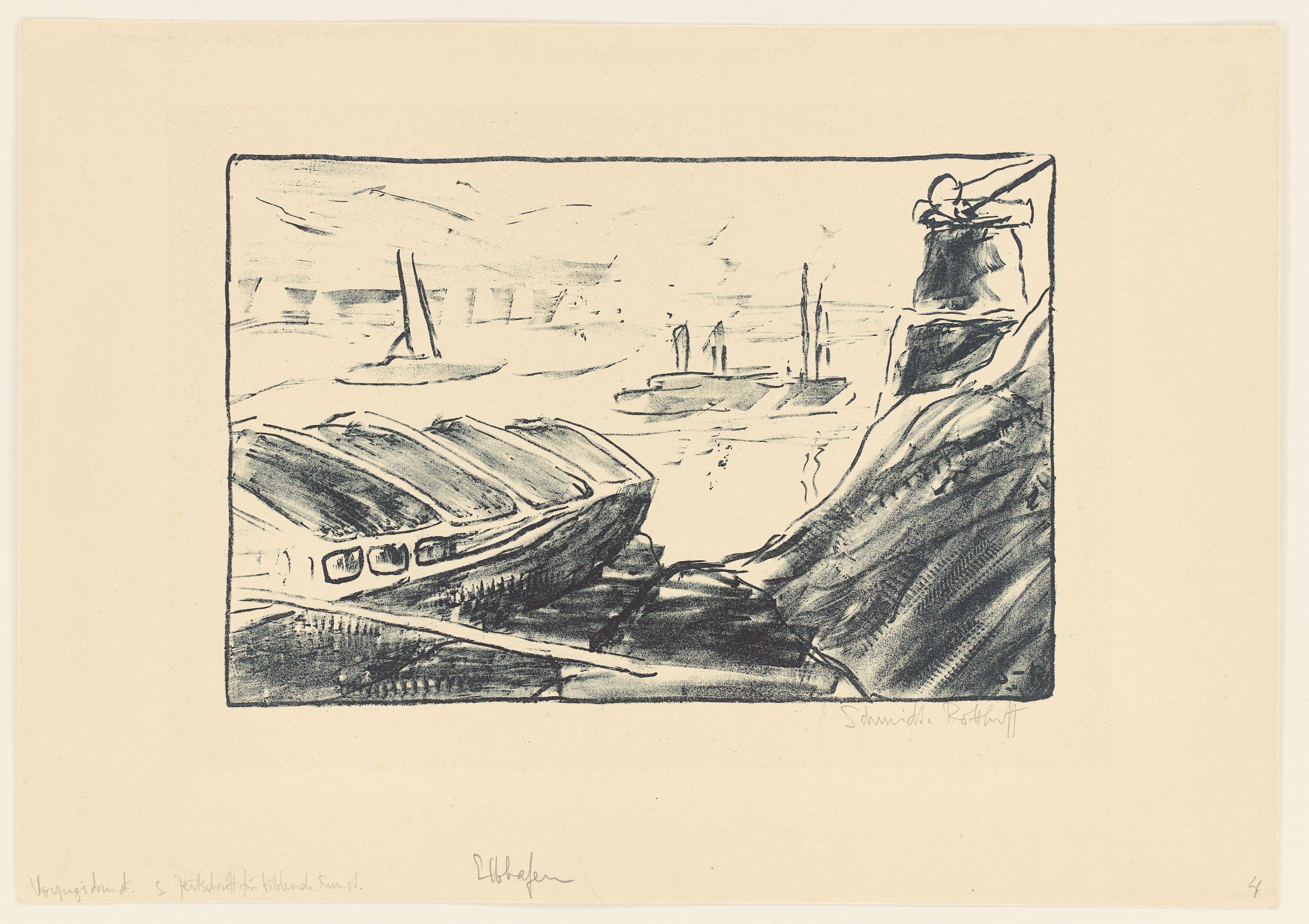 This picture shows the following artwork: Karl Schmidt-Rottluff. ”Elbhafen”. 1907.