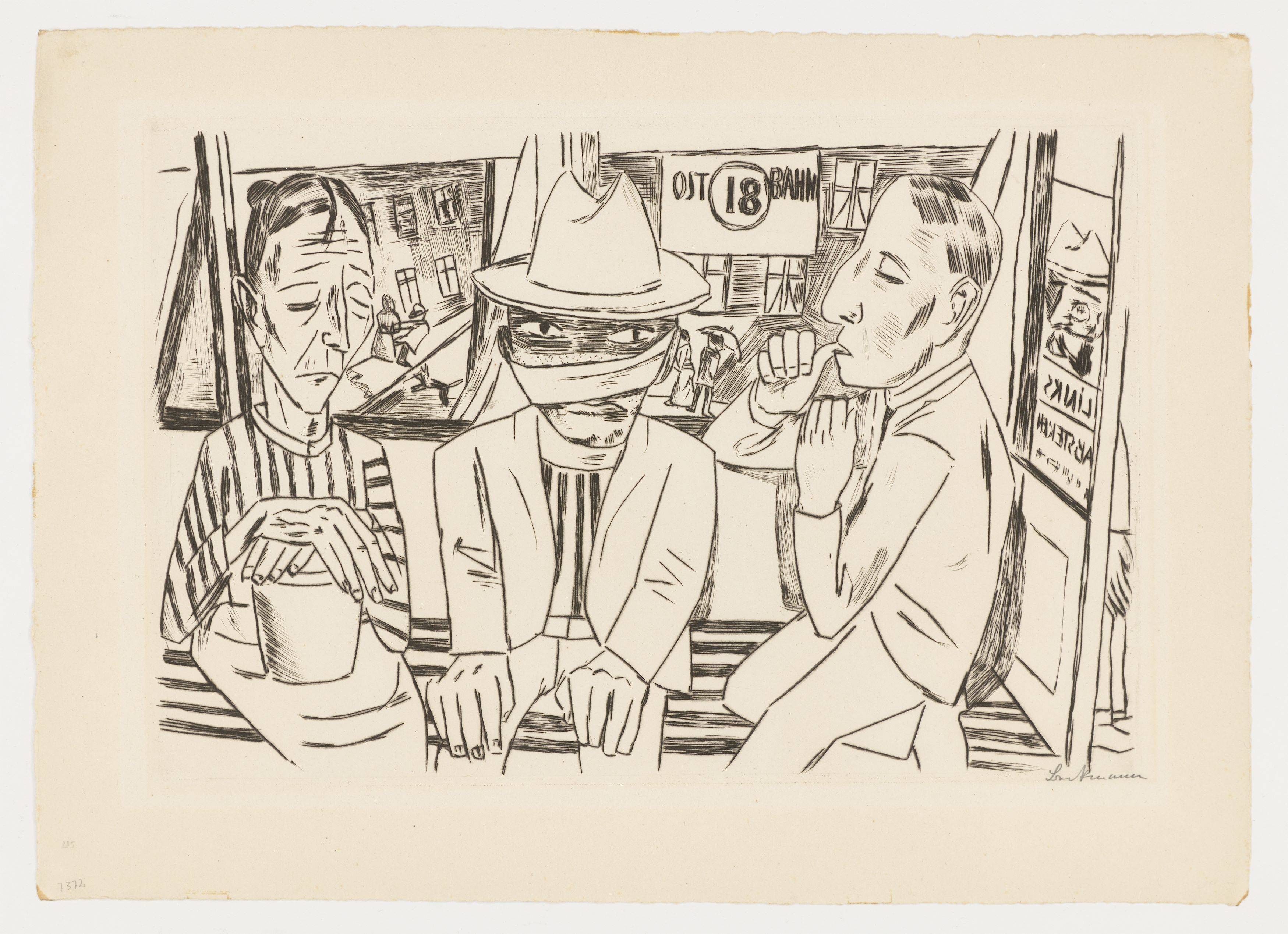 This picture shows the following artwork: Max Beckmann. ”In der Trambahn”. 1922.