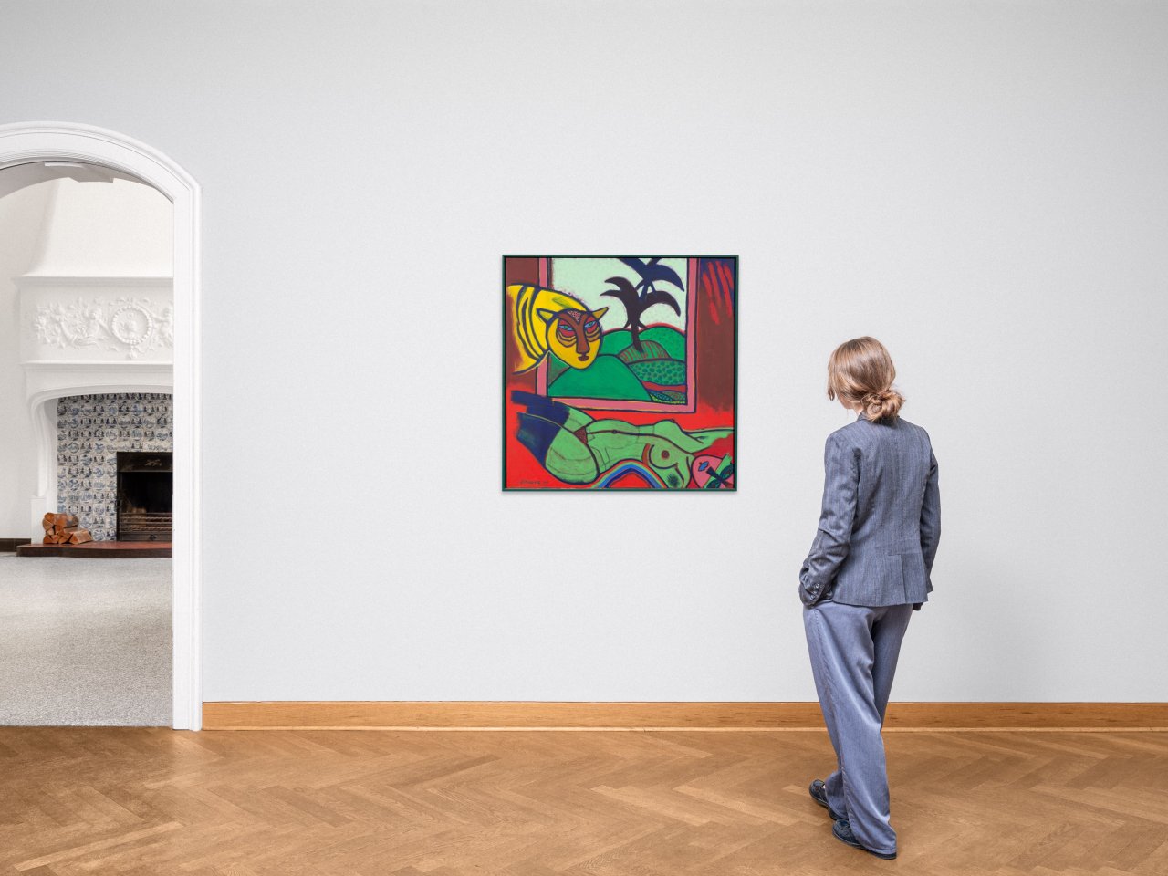 This picture shows the following artwork:  Corneille (i.e. Cornelis Guillaume Beverloo). ”LE TIGRE AMOUREUX”. 1979.