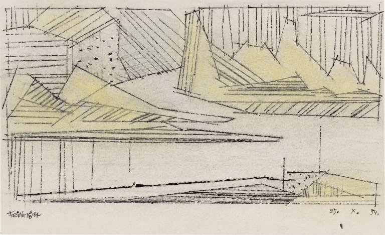 This picture shows the following artwork: Lyonel Feininger. River landscape. 1954.