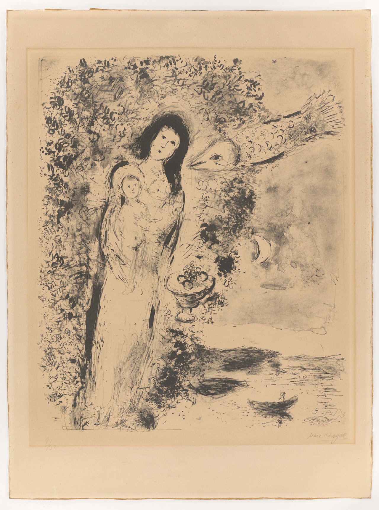 This picture shows the following artwork: Marc Chagall. ”Vierge aux poissons”. 1951.