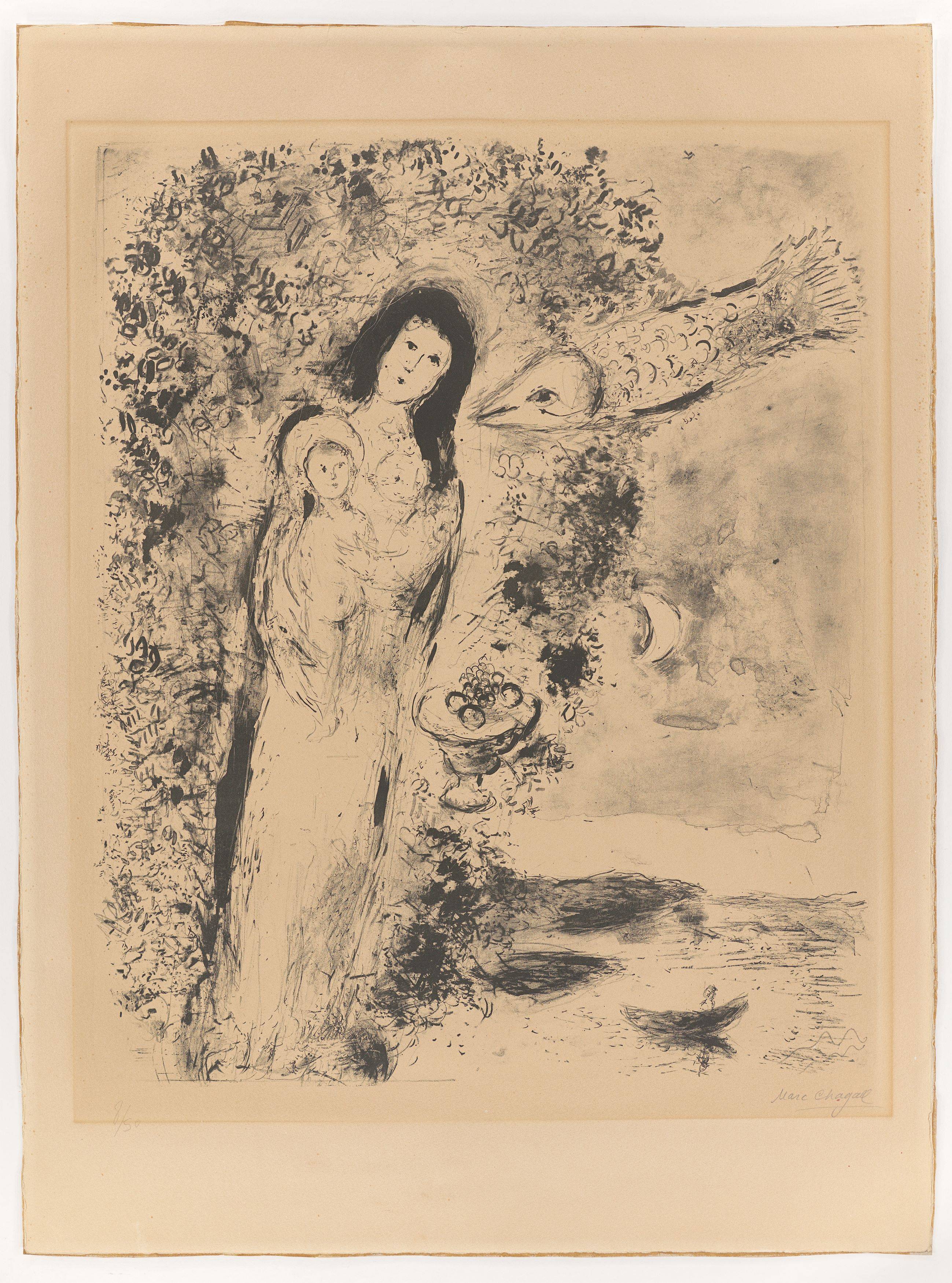 This picture shows the following artwork: Marc Chagall. ”Vierge aux poissons”. 1951.