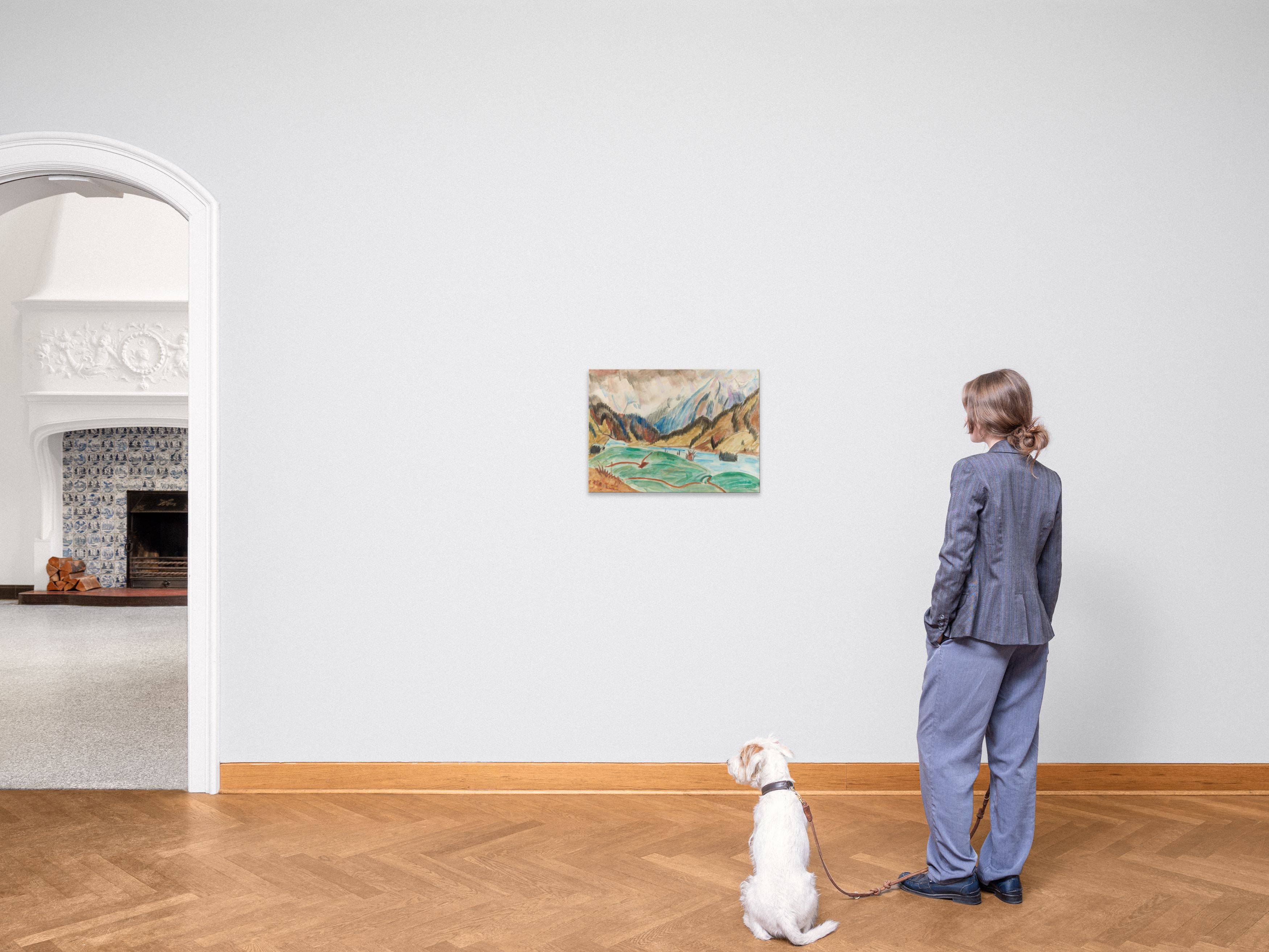 Auf diesem Bild ist das folgende Kunstwerk zu sehen: Erich Heckel. Flusslandschaft. Um 1921.