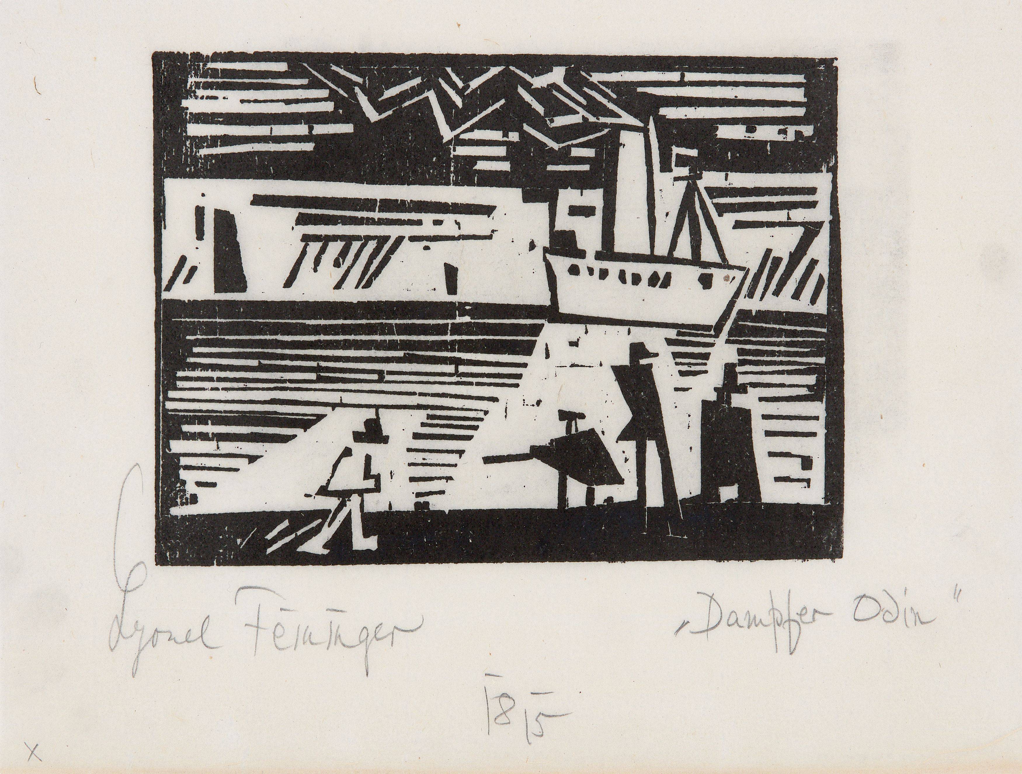 This picture shows the following artwork: Lyonel Feininger. ”Dampfer Odin”. 1918.